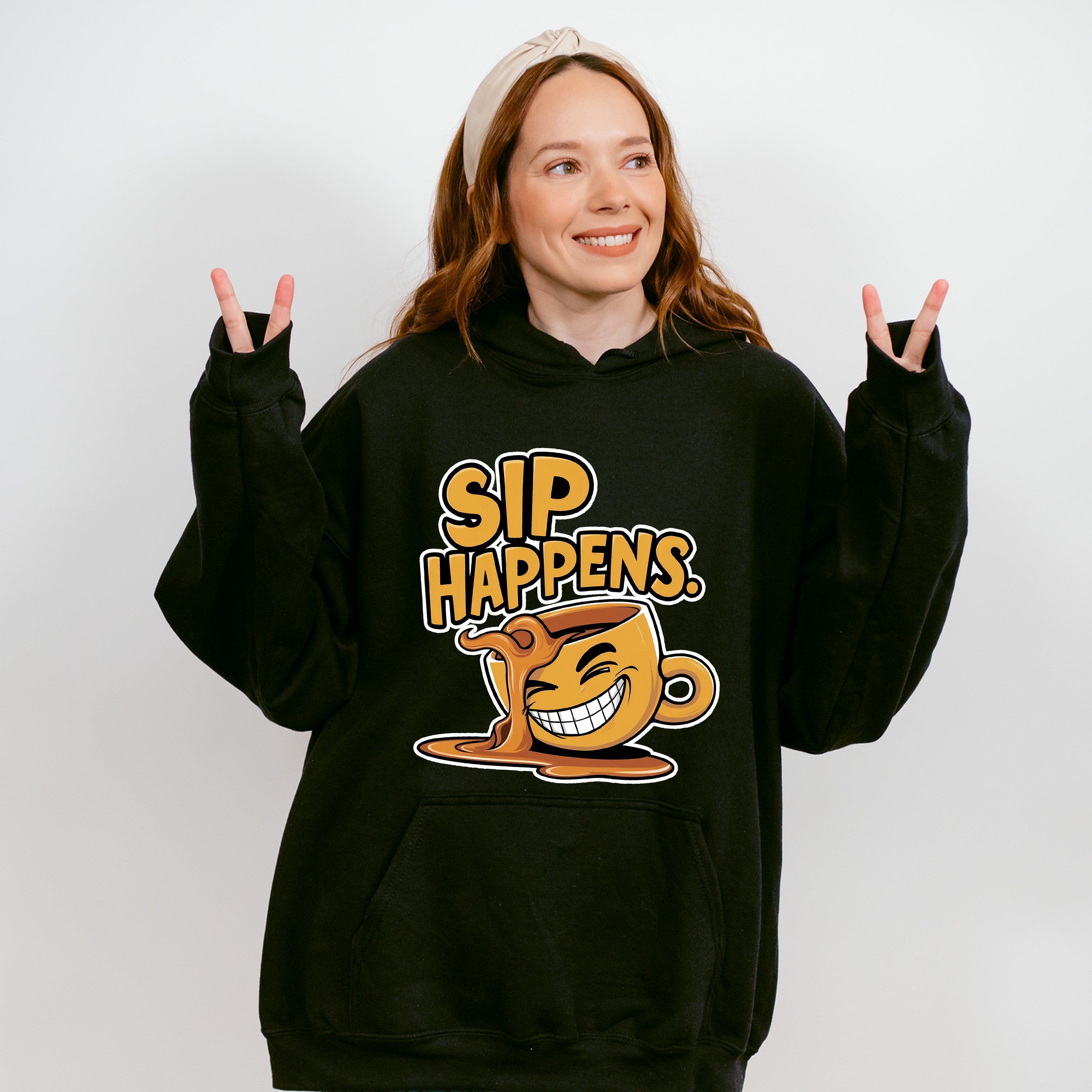 Sip Happens Yellow Design - Coffee Unisex Crewneck T-Shirt Sweatshirt Hoodie