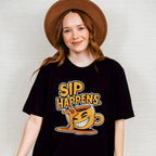 Sip Happens Yellow Design - Coffee Unisex Crewneck T-Shirt Sweatshirt Hoodie