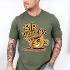 Sip Happens Yellow Design - Coffee Unisex Crewneck T-Shirt Sweatshirt Hoodie