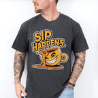 Sip Happens Yellow Design - Coffee Unisex Crewneck T-Shirt Sweatshirt Hoodie