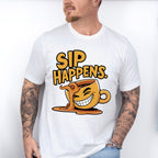 Sip Happens Yellow Design - Coffee Unisex Crewneck T-Shirt Sweatshirt Hoodie
