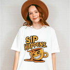 Sip Happens Yellow Design - Coffee Unisex Crewneck T-Shirt Sweatshirt Hoodie