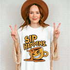 Sip Happens Yellow Design - Coffee Unisex Crewneck T-Shirt Sweatshirt Hoodie