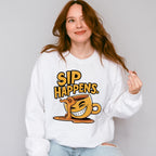 Sip Happens Yellow Design - Coffee Unisex Crewneck T-Shirt Sweatshirt Hoodie