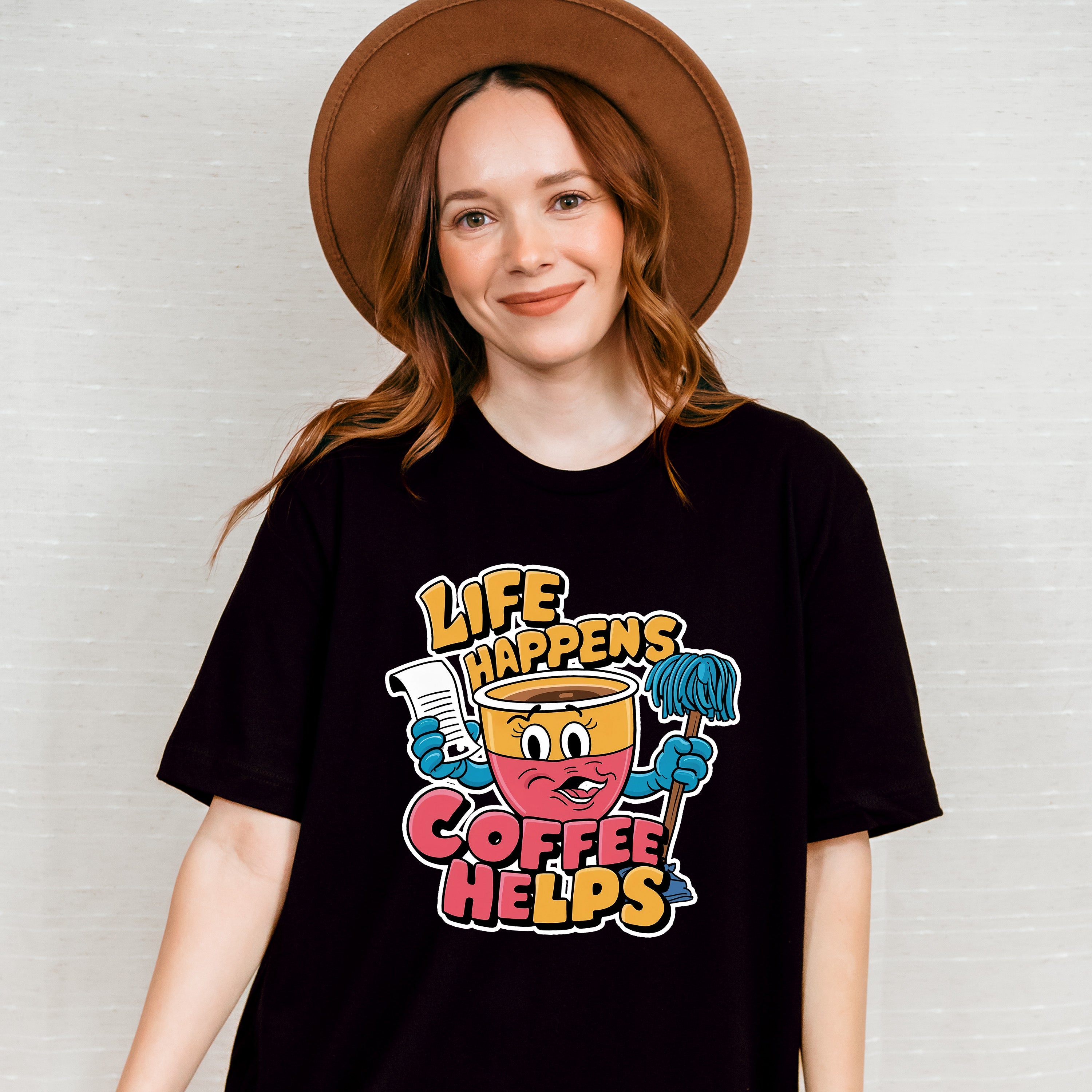 Life Happens Coffee Helps - Coffee Unisex Crewneck T-Shirt Sweatshirt Hoodie