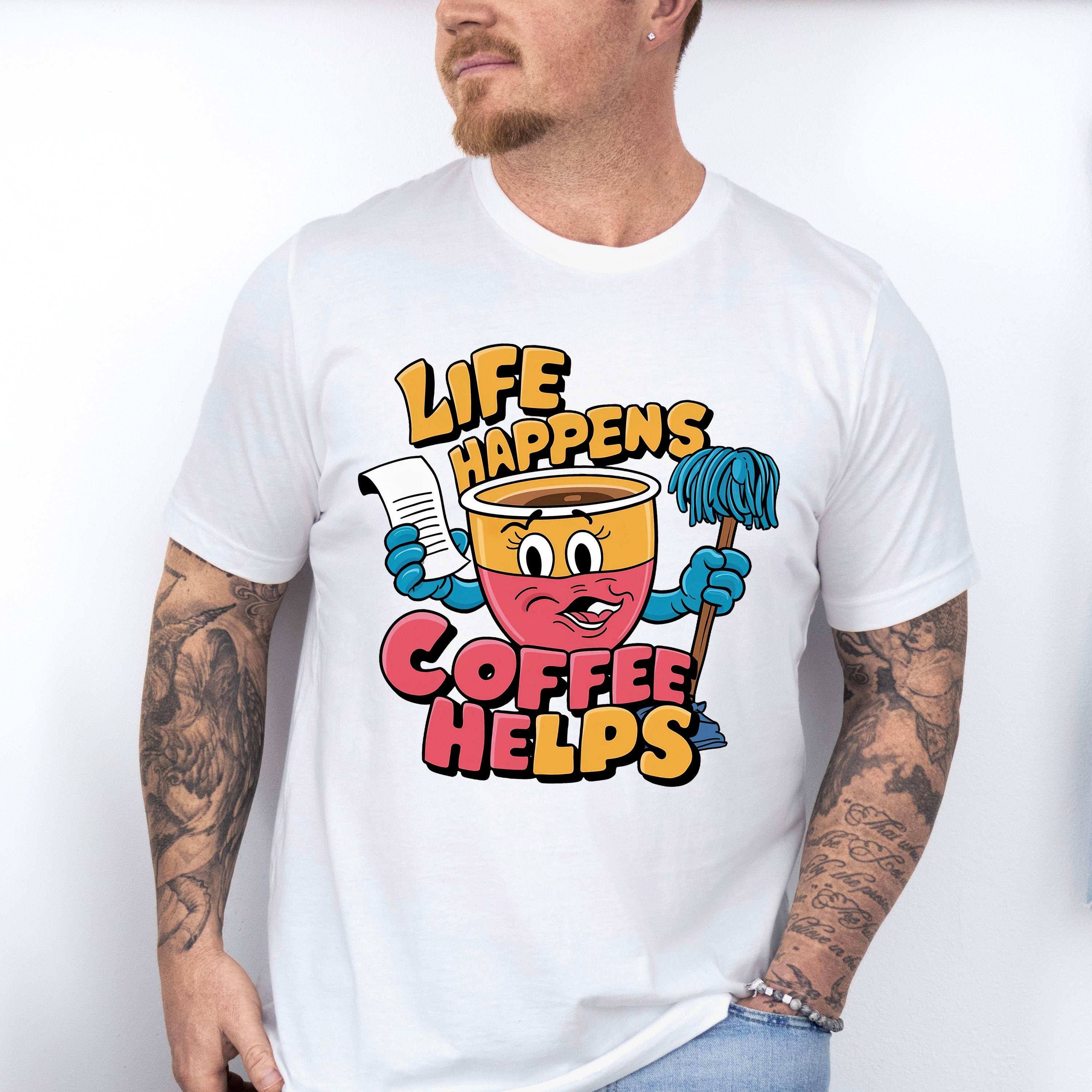 Life Happens Coffee Helps - Coffee Unisex Crewneck T-Shirt Sweatshirt Hoodie