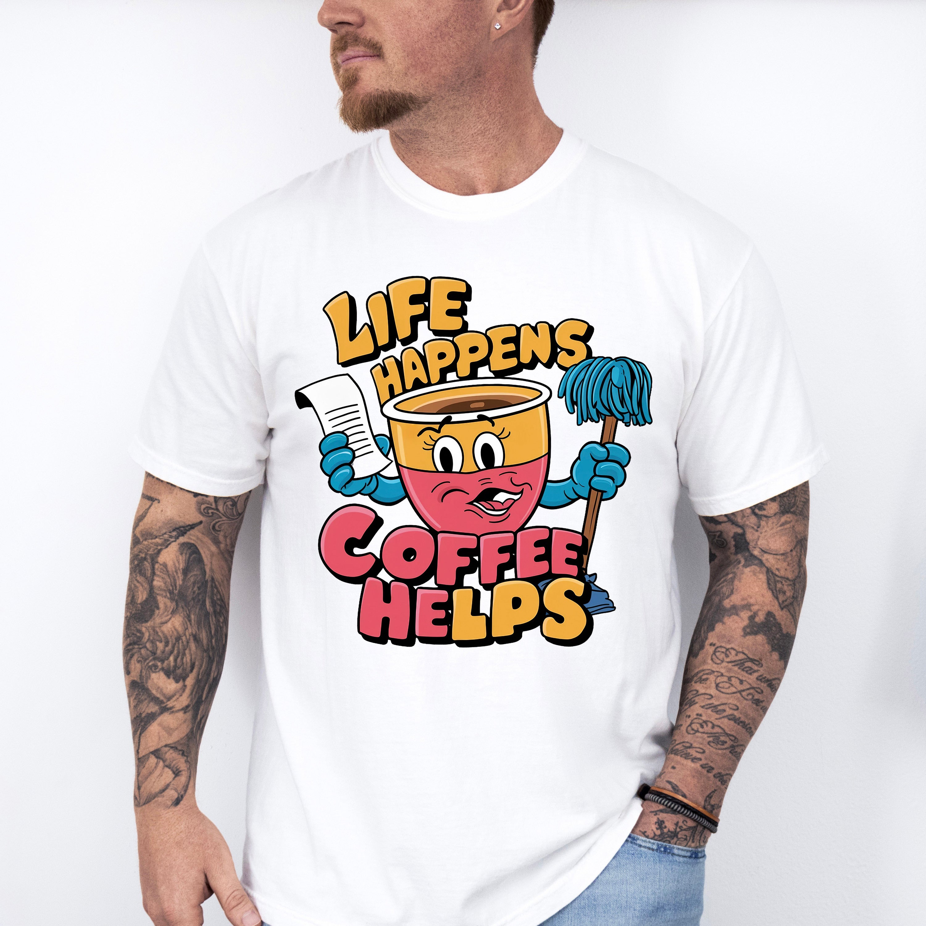 Life Happens Coffee Helps - Coffee Unisex Crewneck T-Shirt Sweatshirt Hoodie