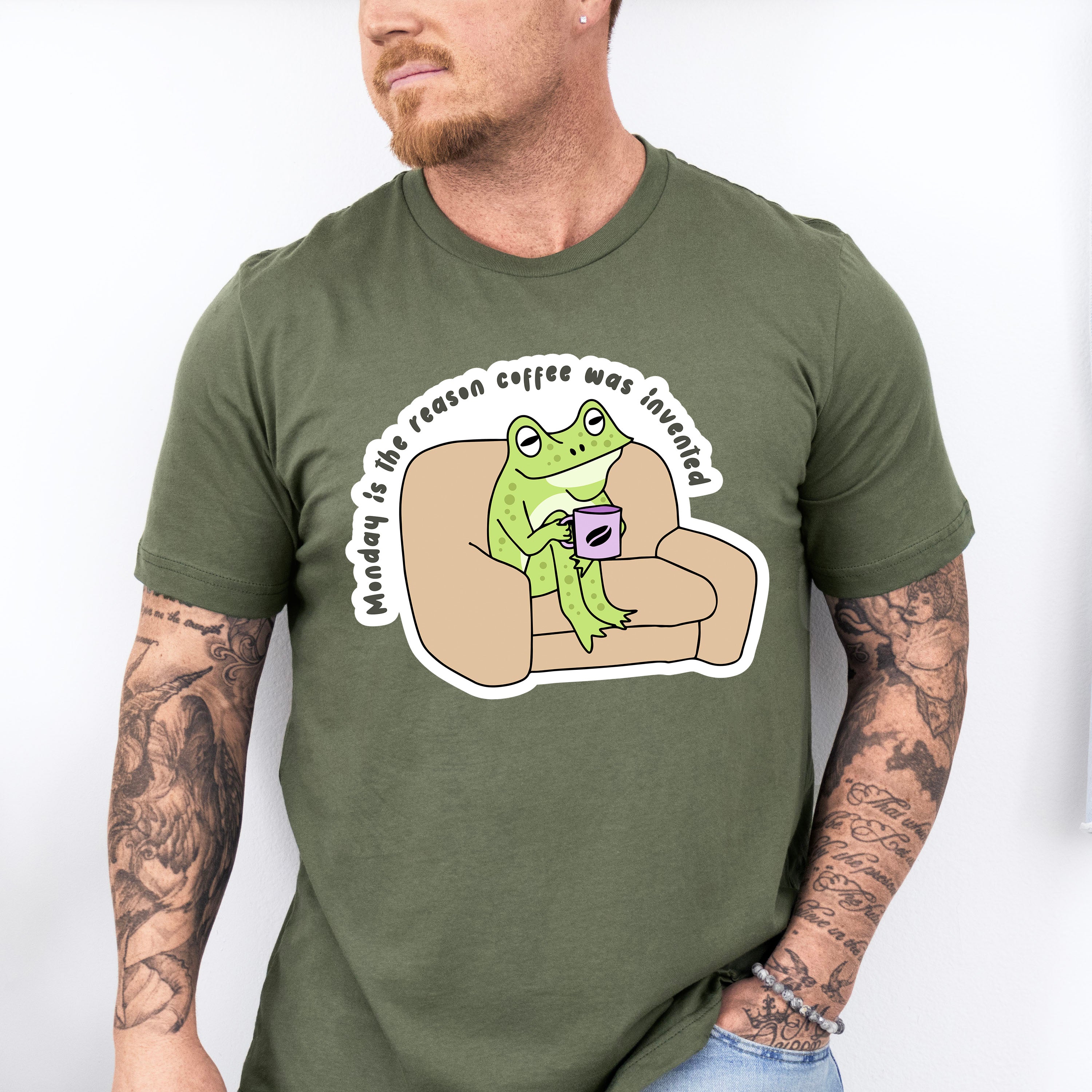 Frog Sipping Coffee - Coffee Unisex Crewneck T-Shirt Sweatshirt Hoodie