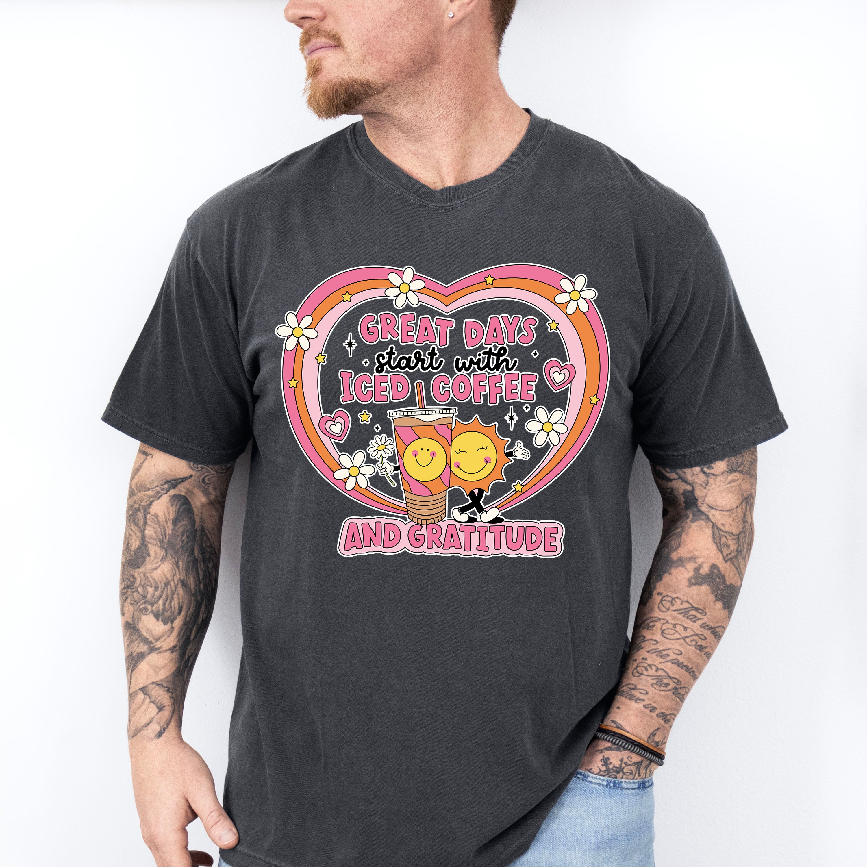 Great Days Start With Iced Coffee - Coffee Unisex Crewneck T-Shirt Sweatshirt Hoodie