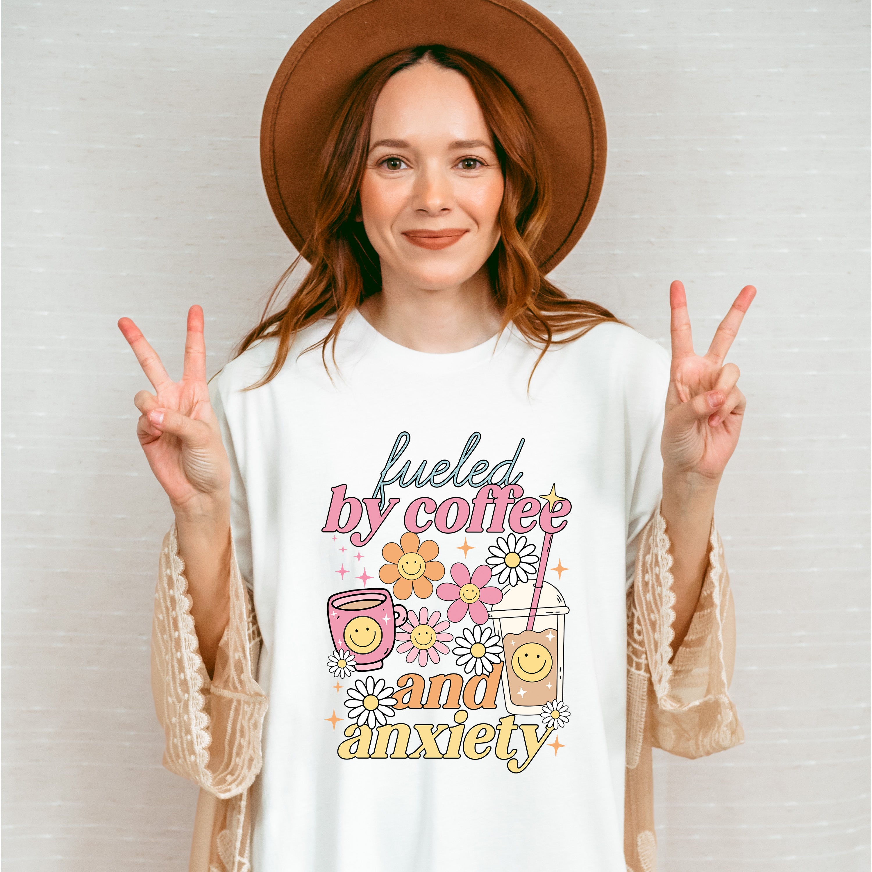 Fueled By Coffee And Anxiety - Coffee Unisex Crewneck T-Shirt Sweatshirt Hoodie