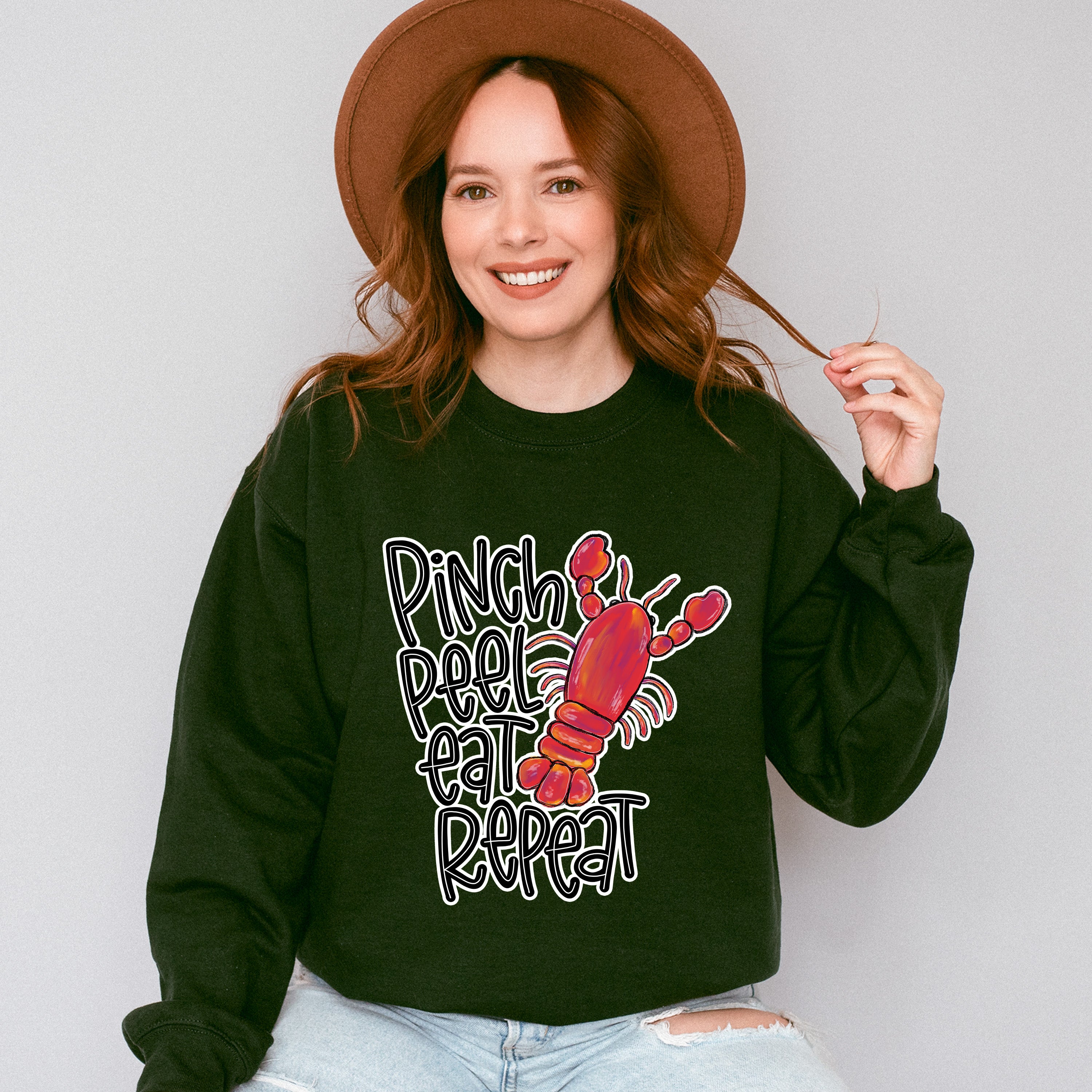 Pinch Peel Eat Repeat - Crawfish Unisex Crewneck T-Shirt Sweatshirt Hoodie