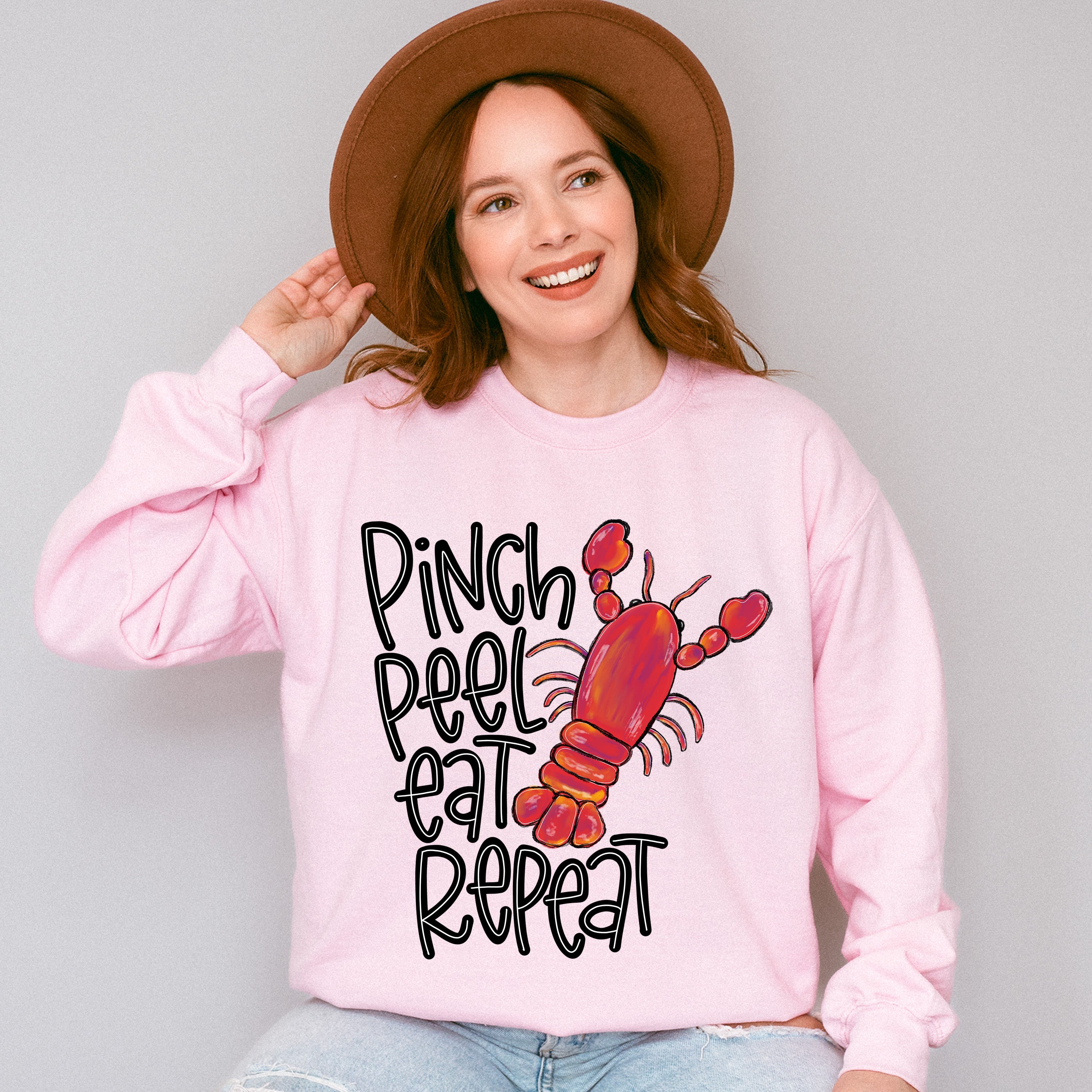 Pinch Peel Eat Repeat - Crawfish Unisex Crewneck T-Shirt Sweatshirt Hoodie