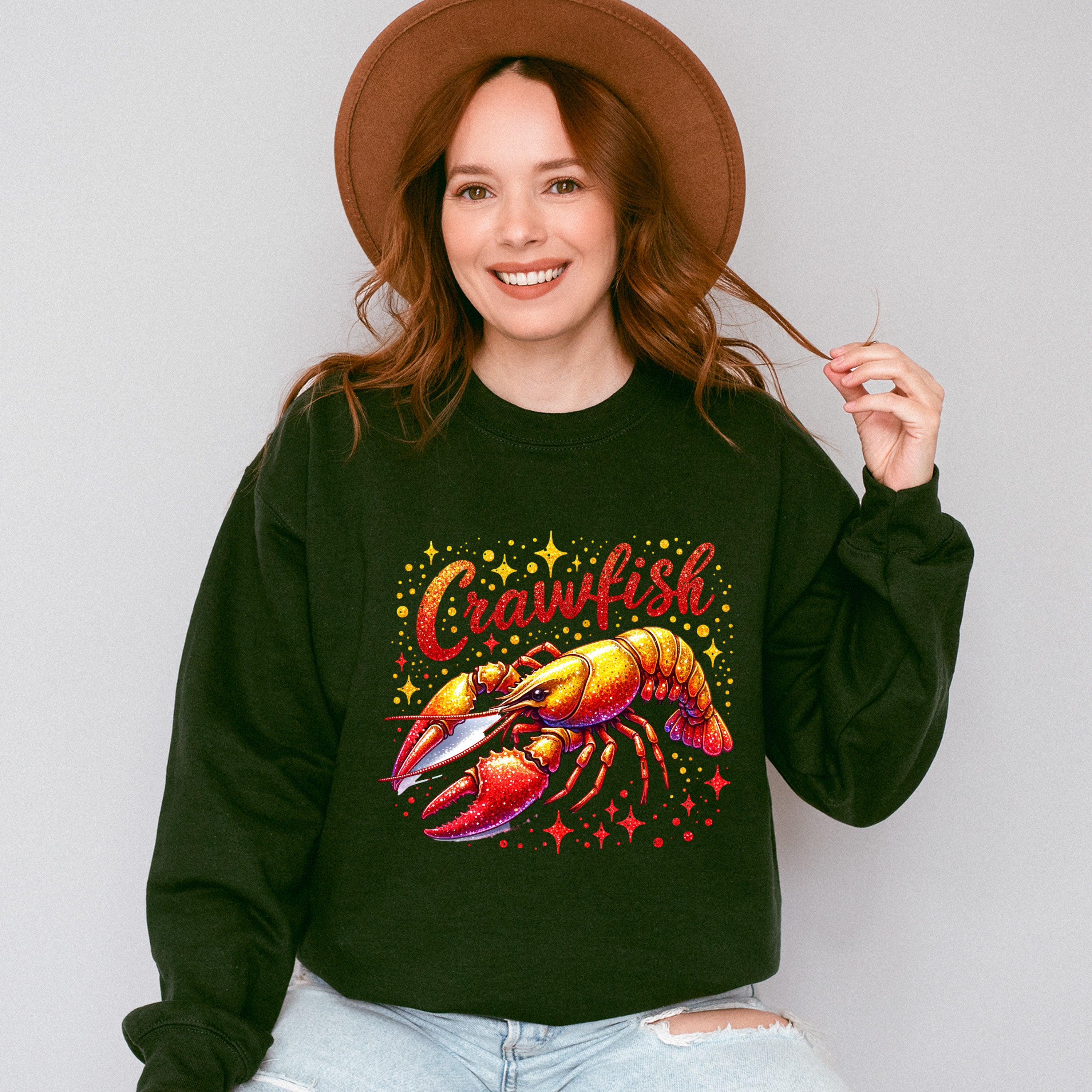 Crawfish Glitter Design - Crawfish Unisex Crewneck T-Shirt Sweatshirt Hoodie