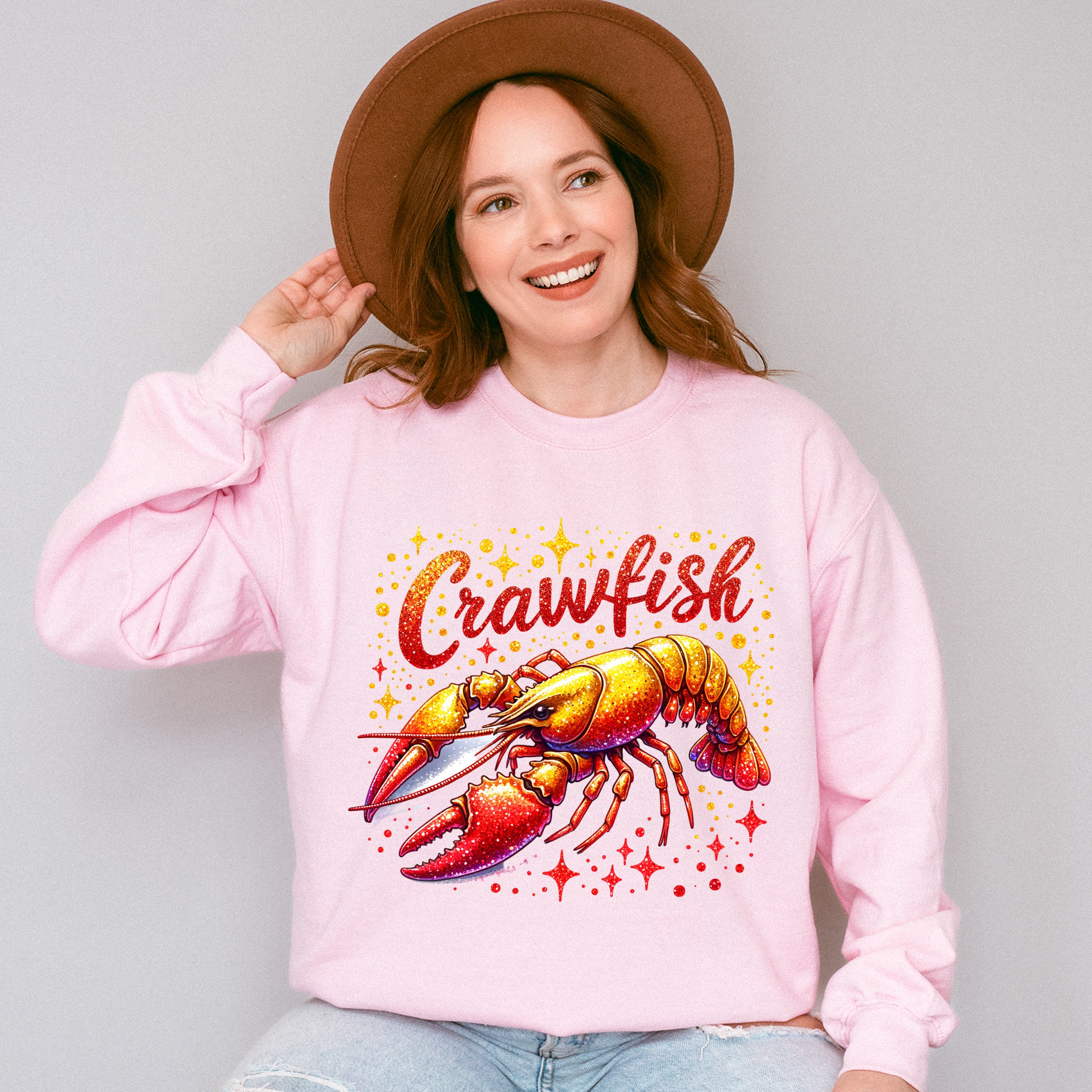Crawfish Glitter Design - Crawfish Unisex Crewneck T-Shirt Sweatshirt Hoodie