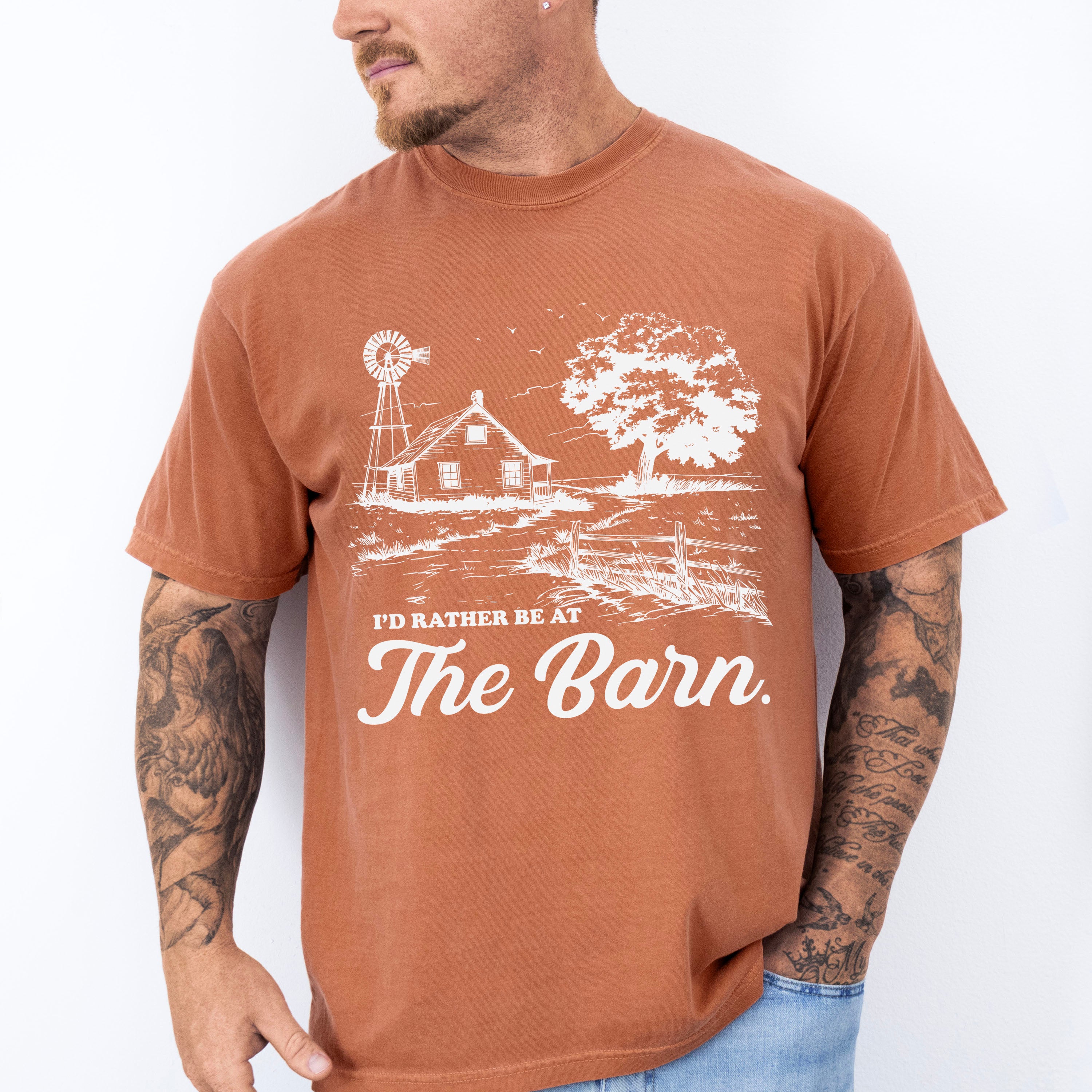 I'd Rather Be At The Barn - Farmer Unisex Crewneck T-Shirt Sweatshirt Hoodie