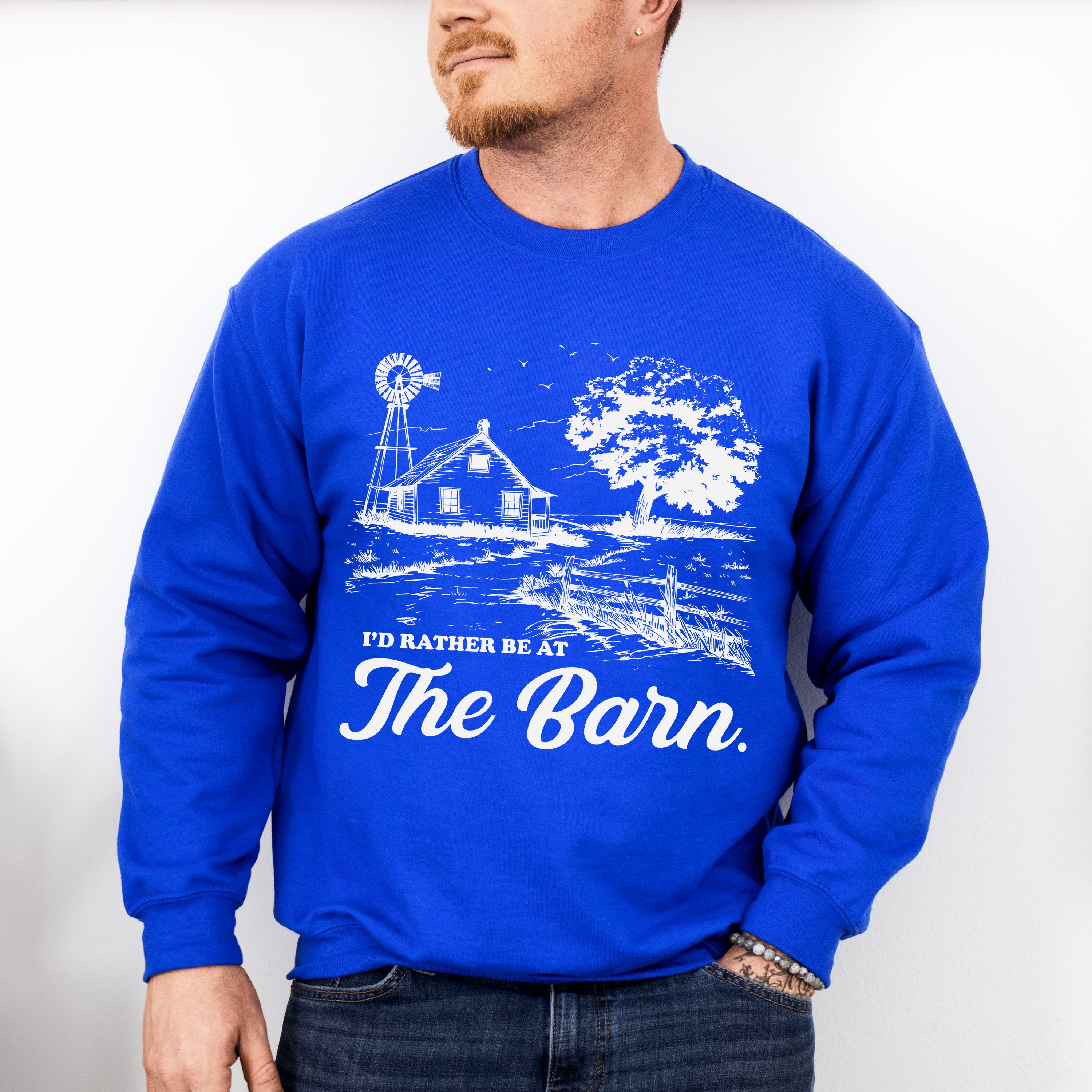 I'd Rather Be At The Barn - Farmer Unisex Crewneck T-Shirt Sweatshirt Hoodie