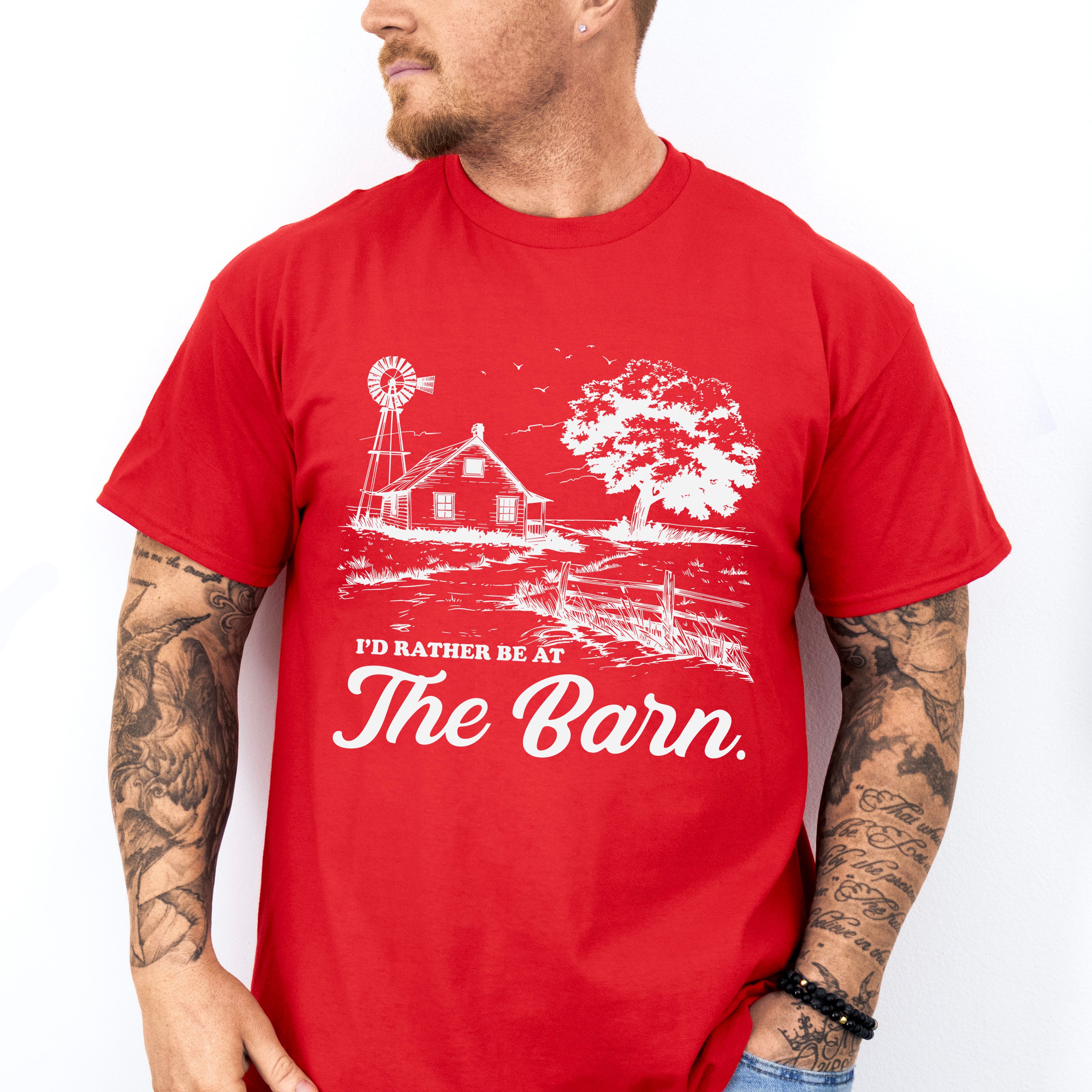 I'd Rather Be At The Barn - Farmer Unisex Crewneck T-Shirt Sweatshirt Hoodie