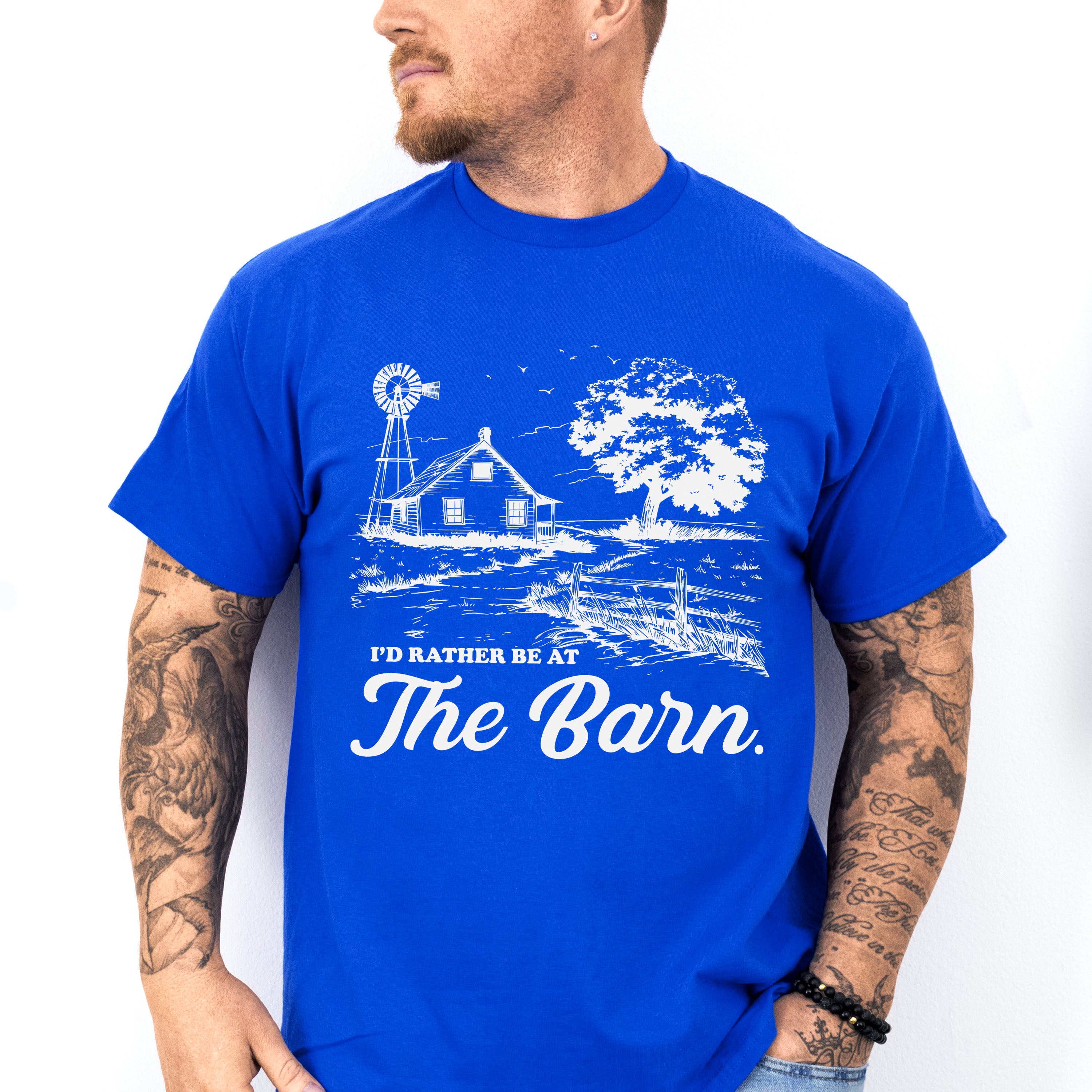 I'd Rather Be At The Barn - Farmer Unisex Crewneck T-Shirt Sweatshirt Hoodie