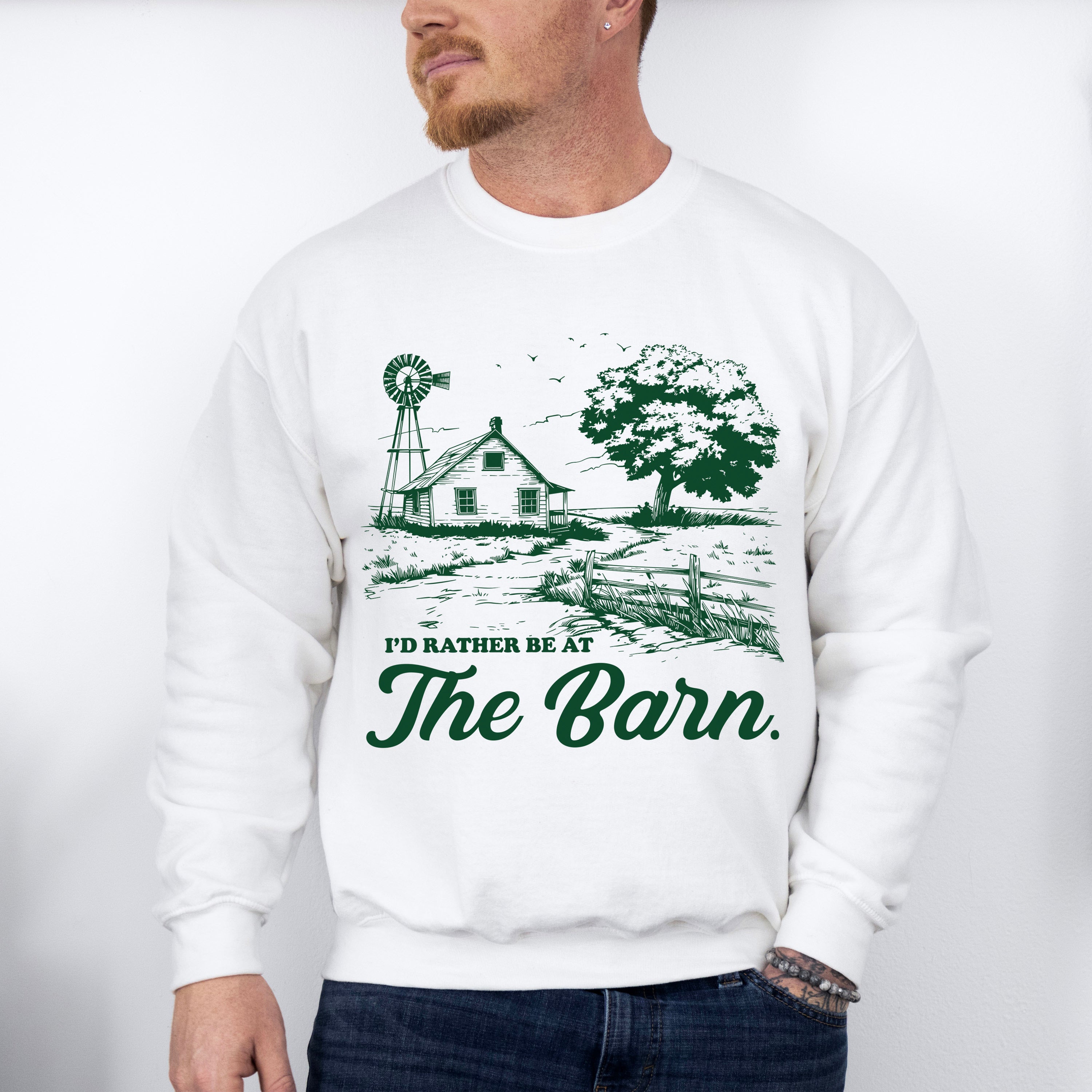 I'd Rather Be At The Barn - Farmer Unisex Crewneck T-Shirt Sweatshirt Hoodie