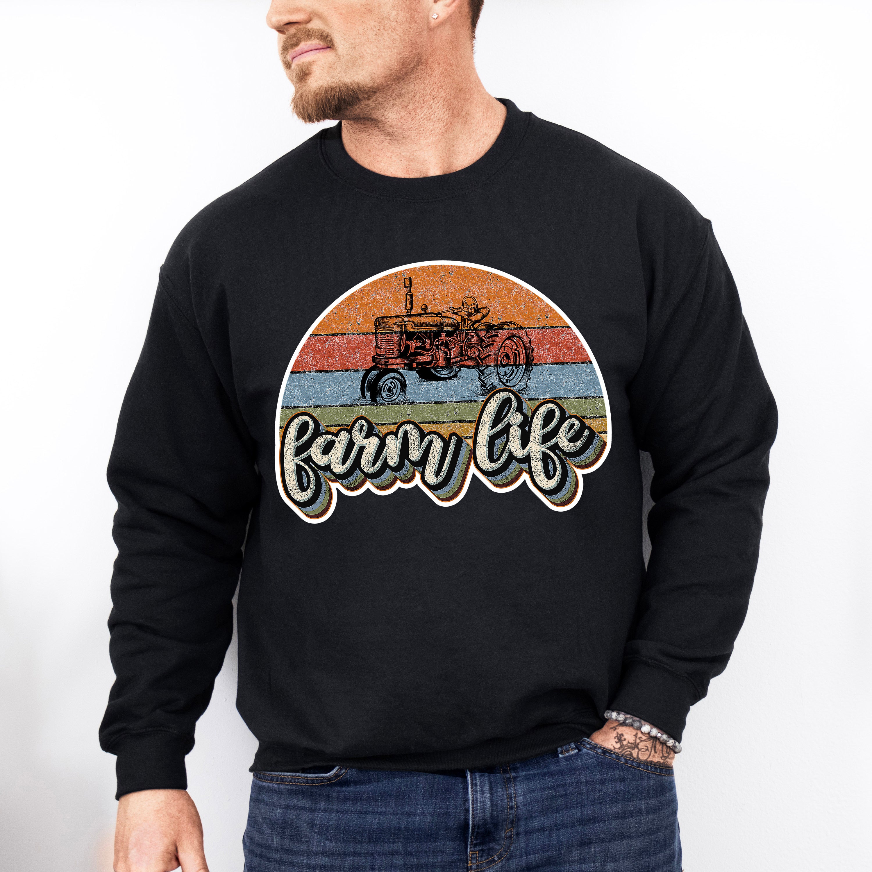 Farm Life Tractor Design - Farmer Unisex Crewneck T-Shirt Sweatshirt Hoodie
