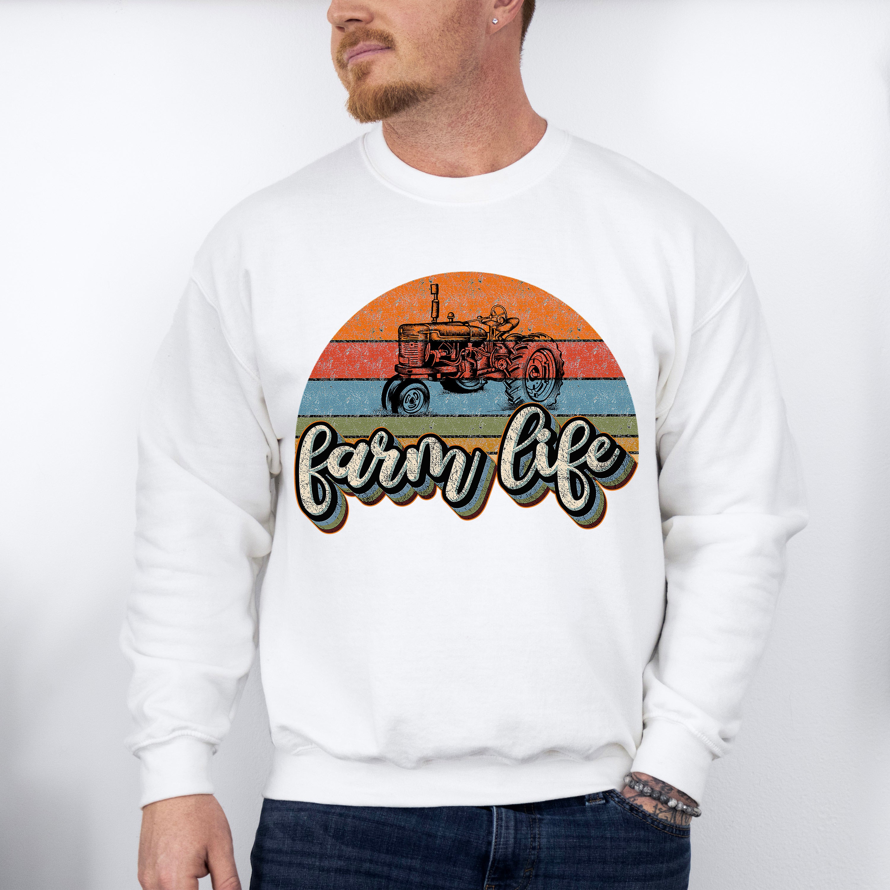 Farm Life Tractor Design - Farmer Unisex Crewneck T-Shirt Sweatshirt Hoodie