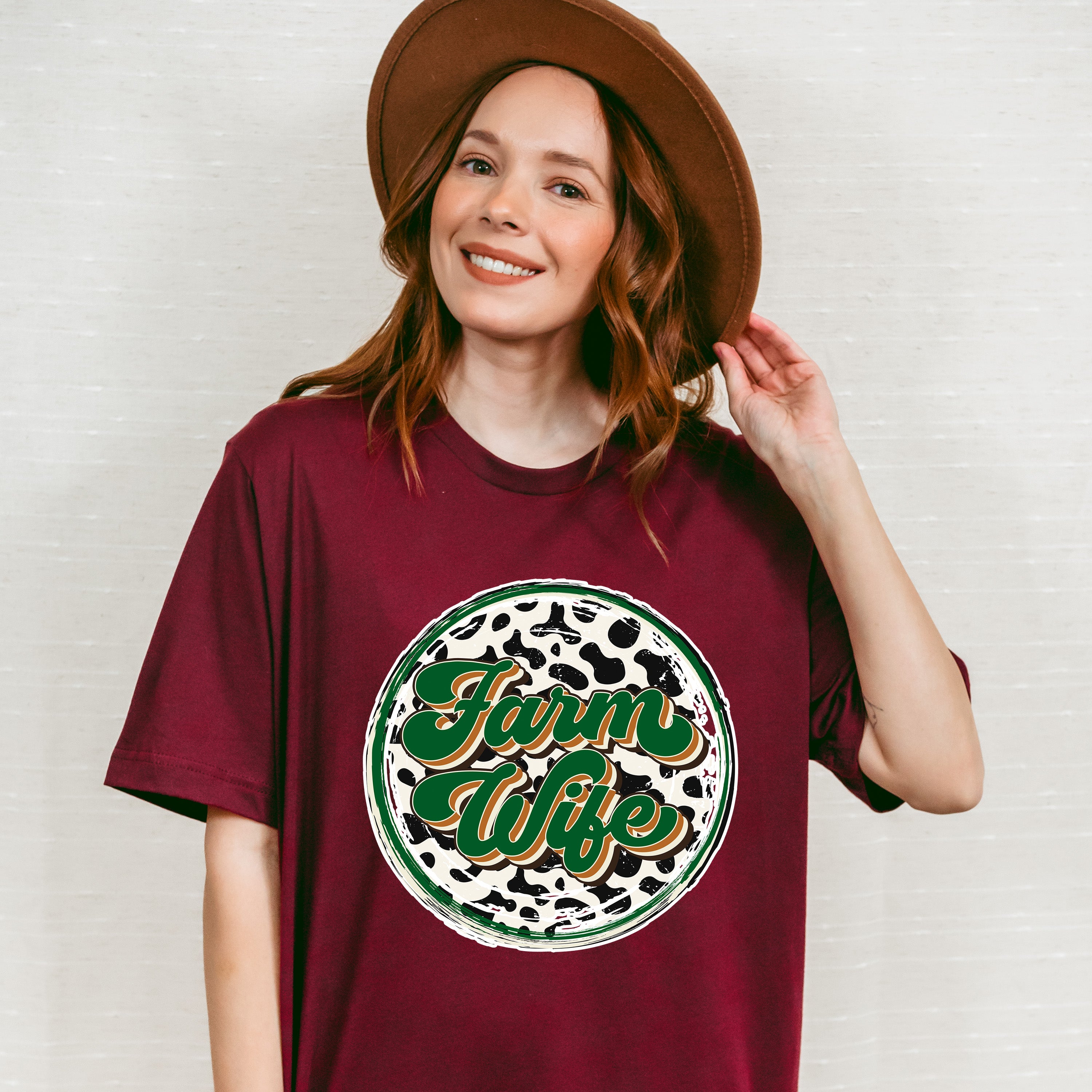 Farm Wife Green Circular Design - Farmer Unisex Crewneck T-Shirt Sweatshirt Hoodie