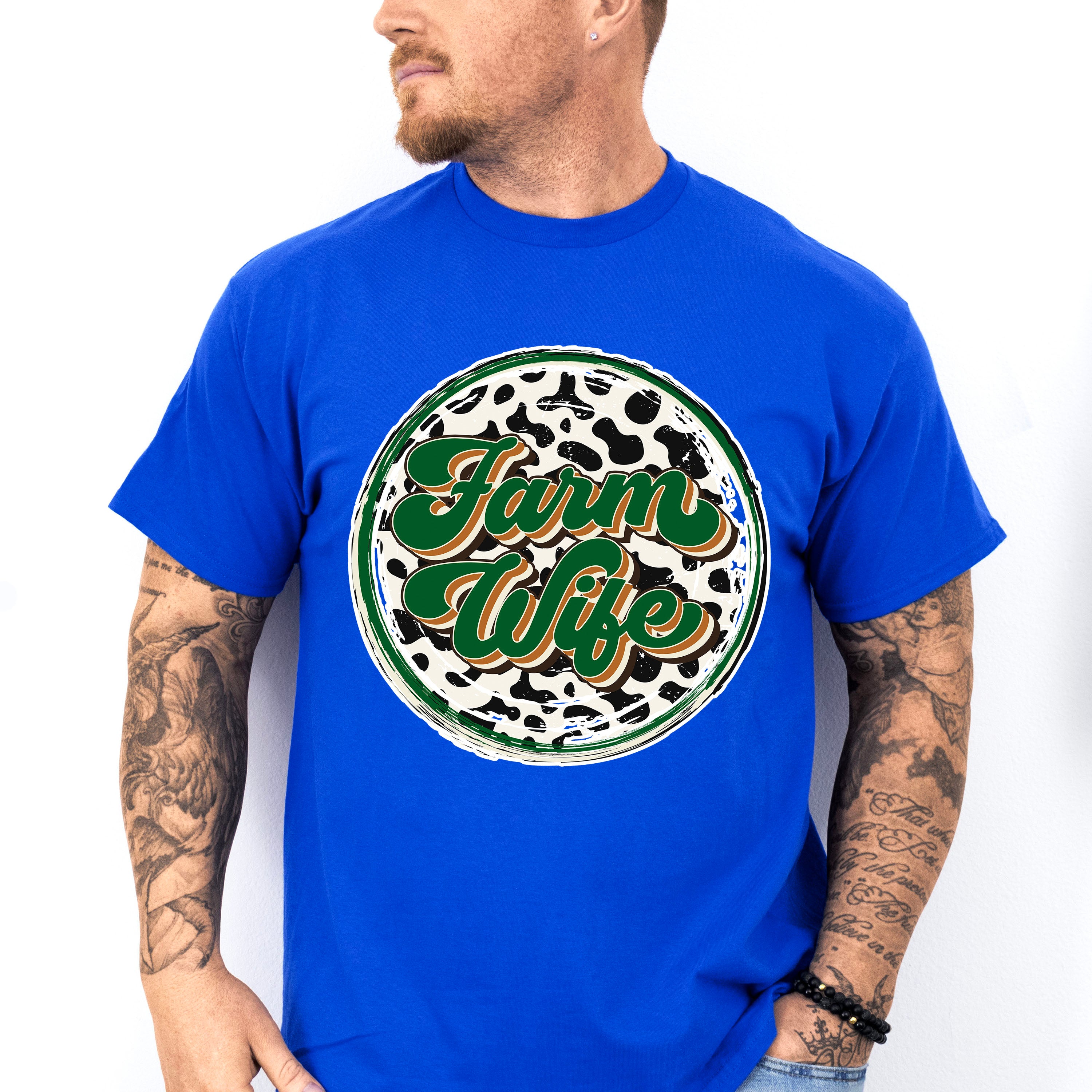 Farm Wife Green Circular Design - Farmer Unisex Crewneck T-Shirt Sweatshirt Hoodie