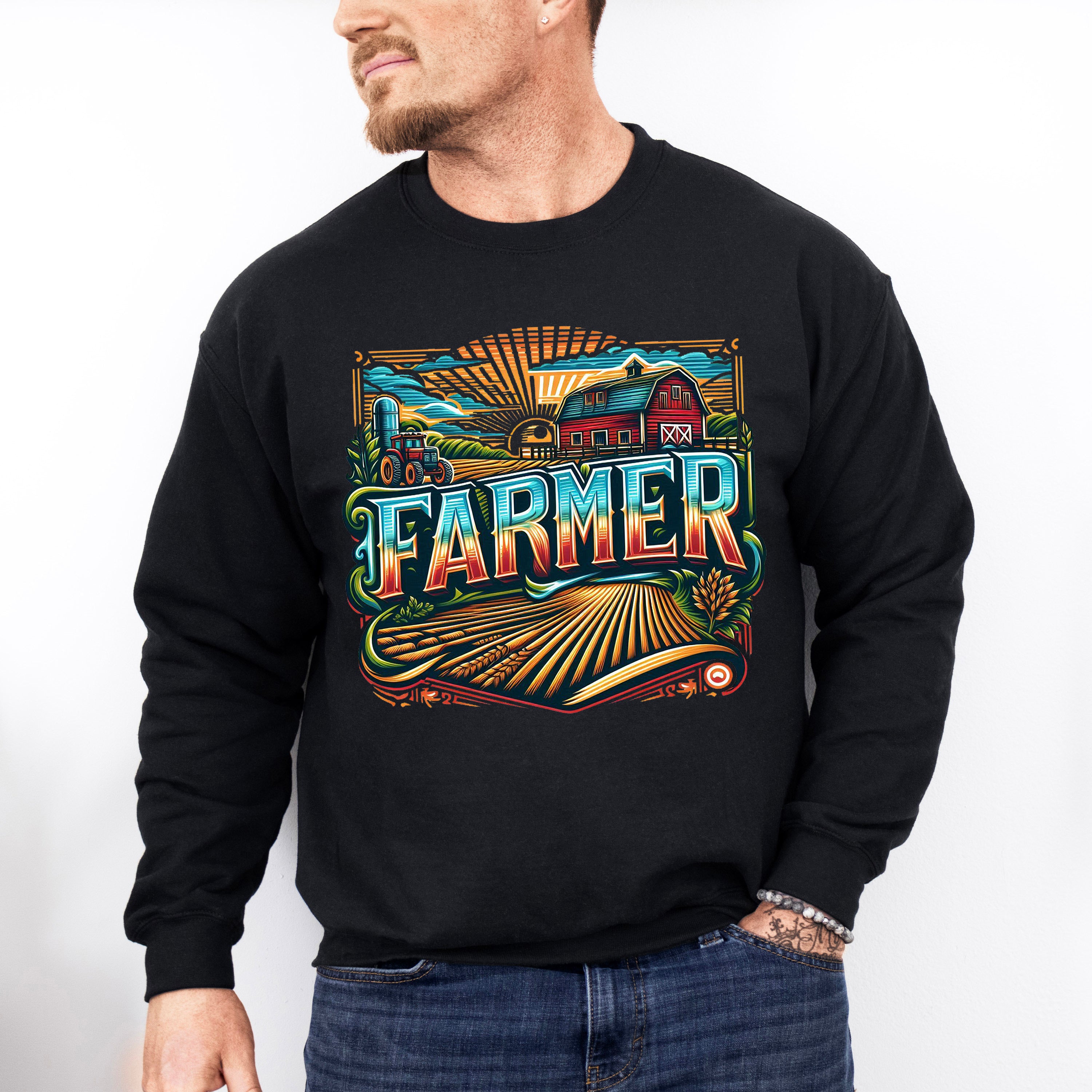 Farmer Vintage Design - Farmer Unisex Crewneck T-Shirt Sweatshirt Hoodie