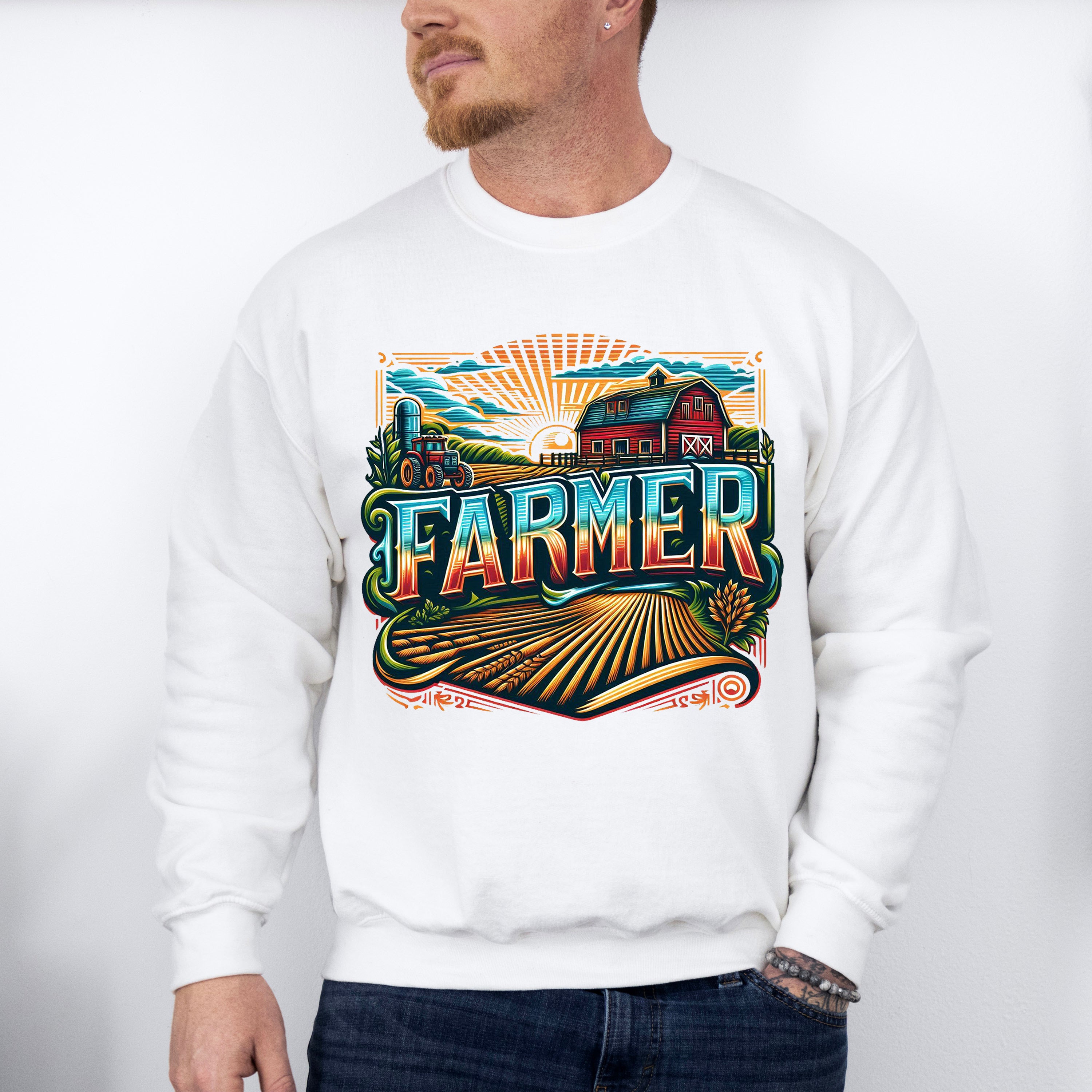 Farmer Vintage Design - Farmer Unisex Crewneck T-Shirt Sweatshirt Hoodie