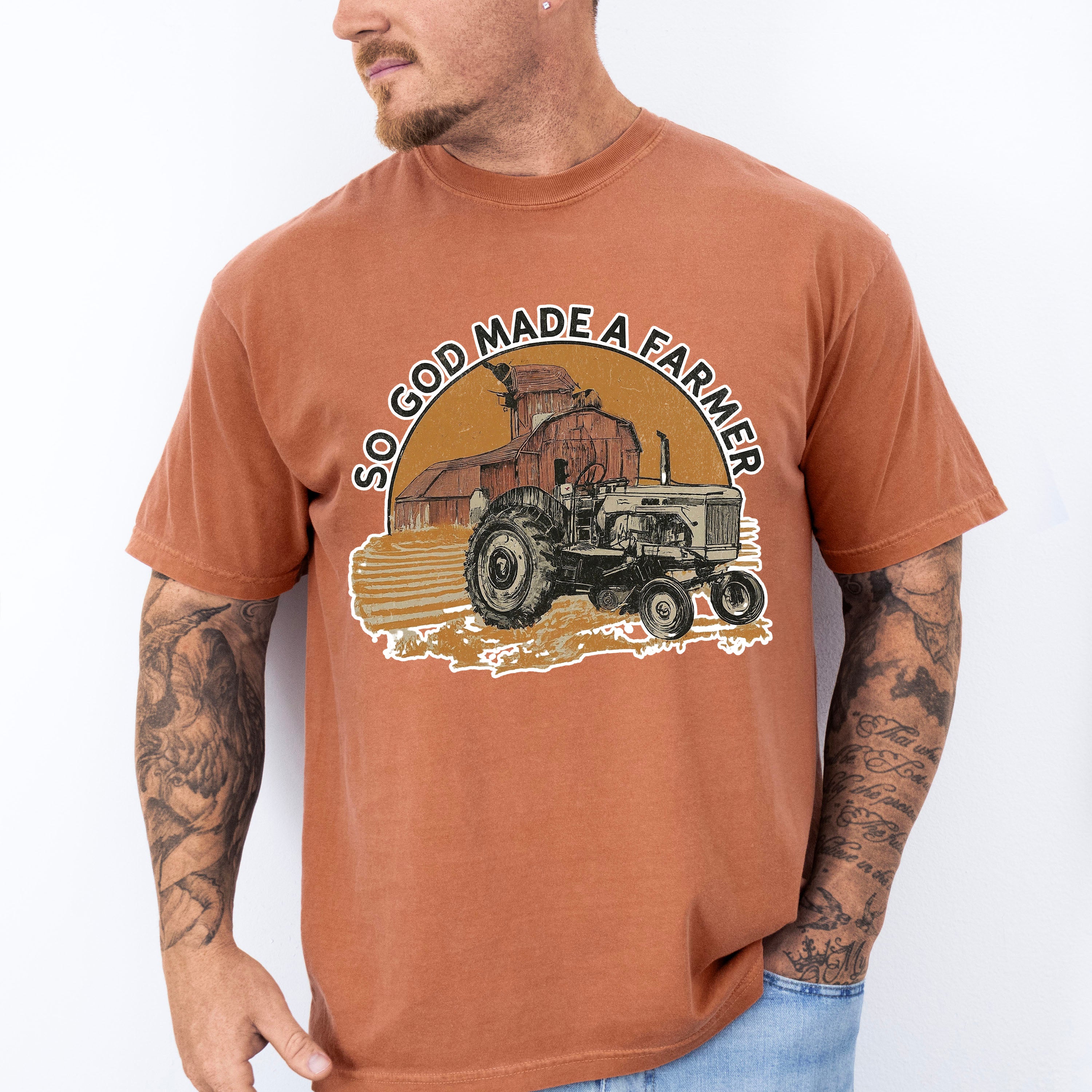 So God Made A Farmer Tractor - Farmer Unisex Crewneck T-Shirt Sweatshirt Hoodie