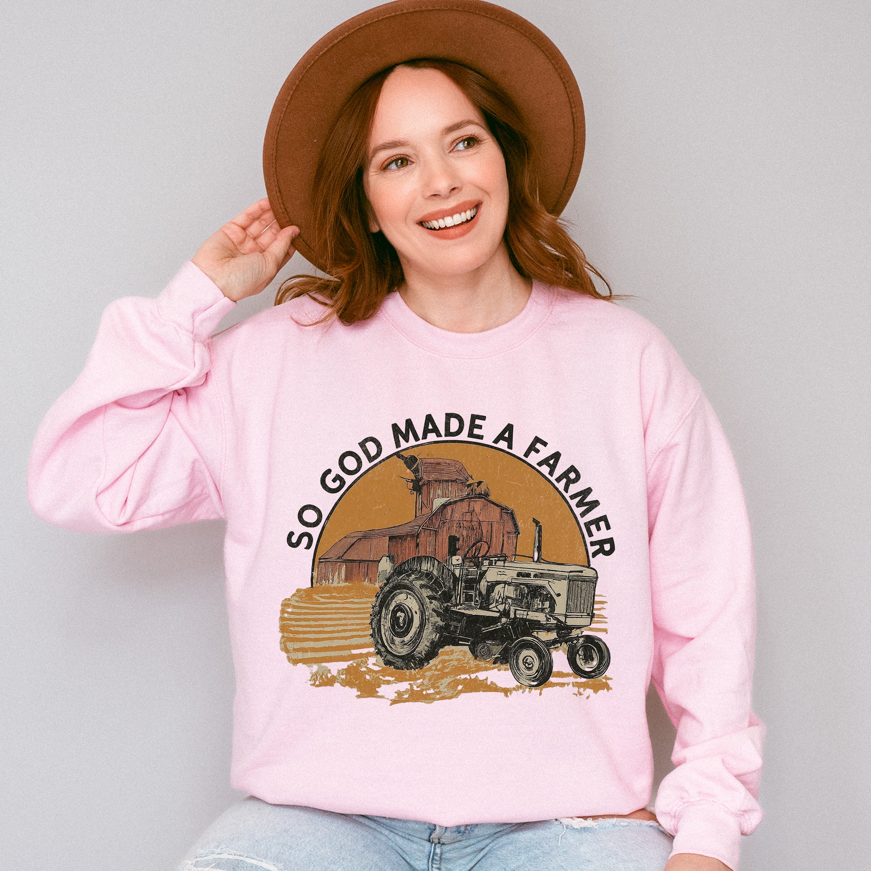 So God Made A Farmer Tractor - Farmer Unisex Crewneck T-Shirt Sweatshirt Hoodie