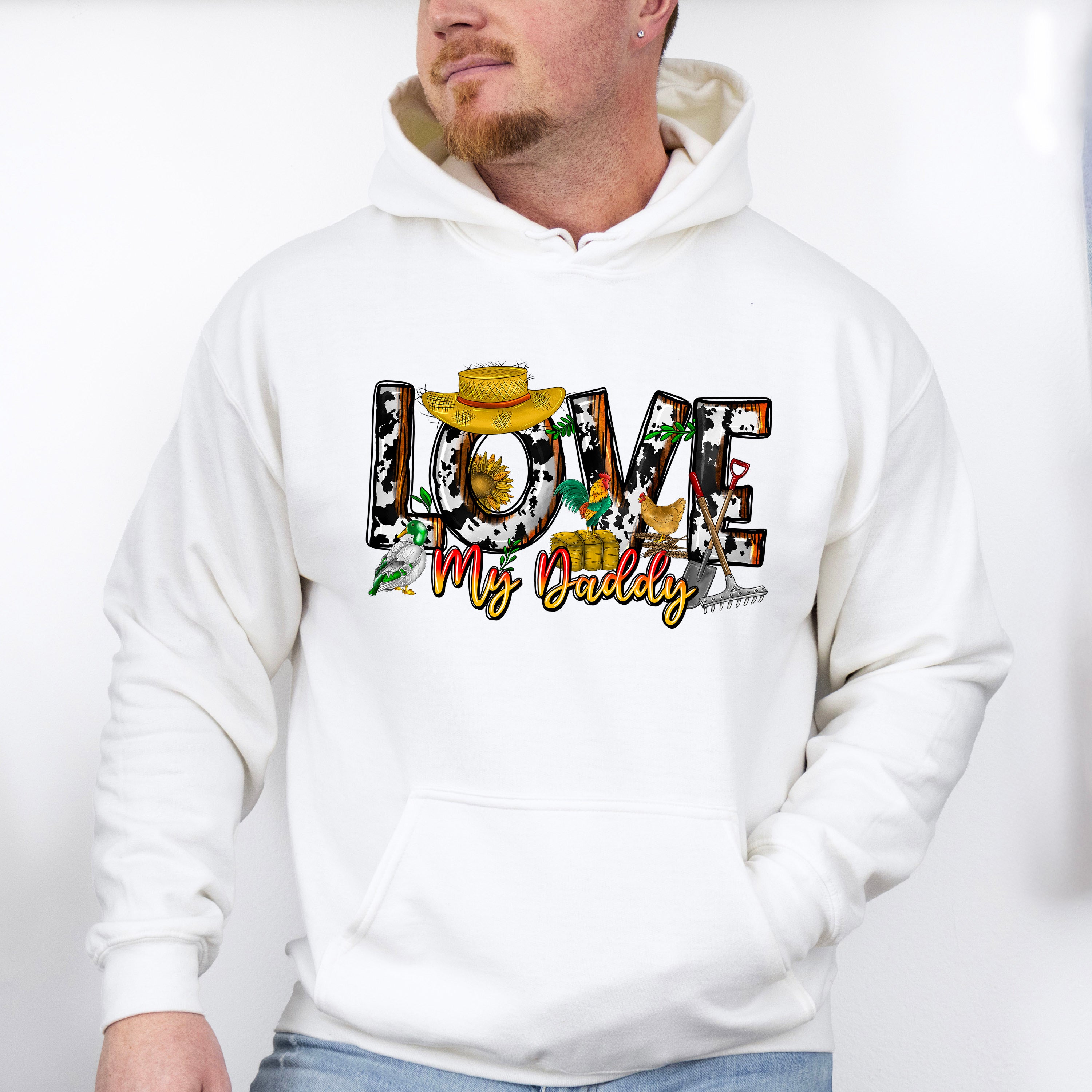 Love My Daddy Hat Design - Farmer Unisex Crewneck T-Shirt Sweatshirt Hoodie