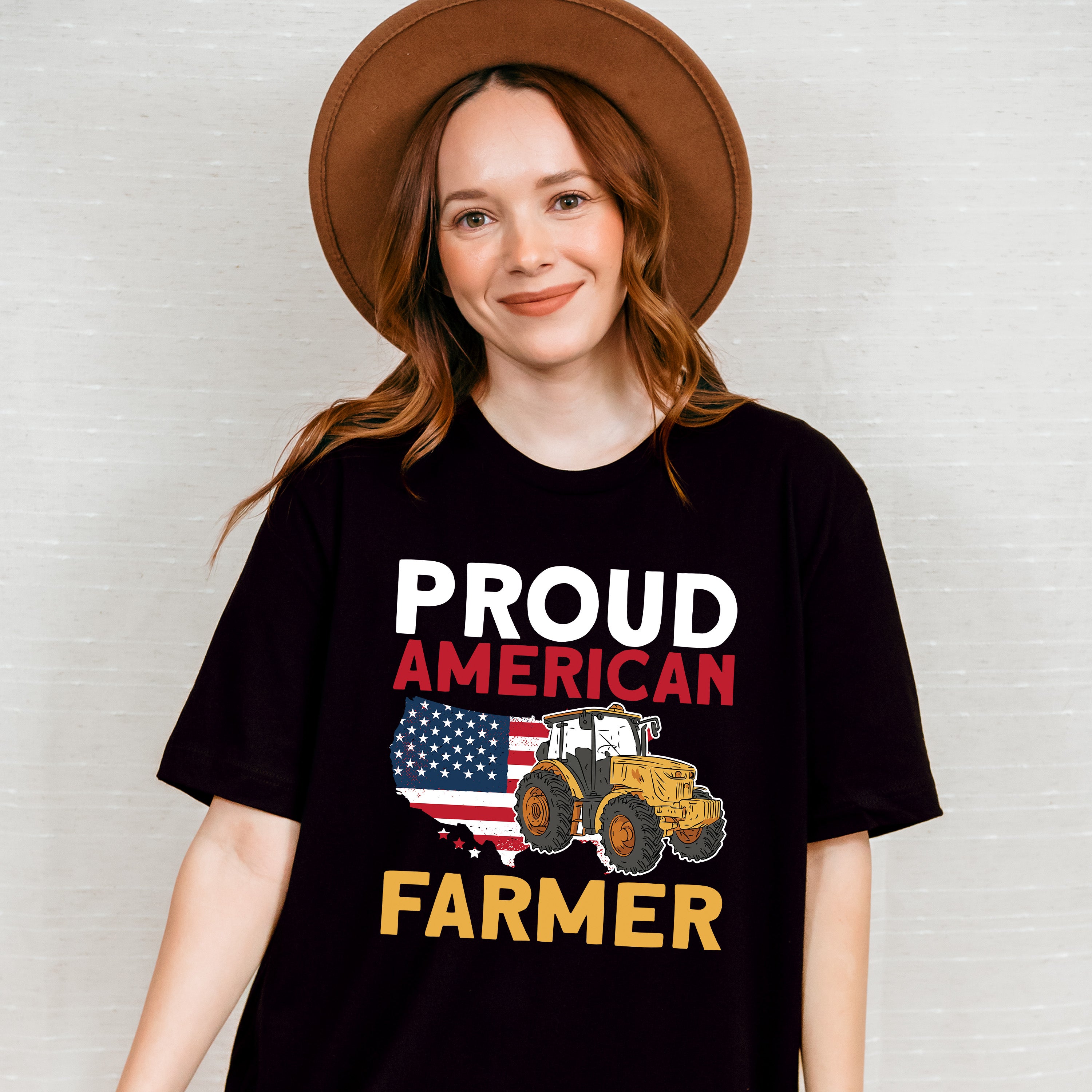 Proud American Farmer Tractor Design - Farmer Unisex Crewneck T-Shirt Sweatshirt Hoodie