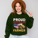 Proud American Farmer Tractor Design - Farmer Unisex Crewneck T-Shirt Sweatshirt Hoodie