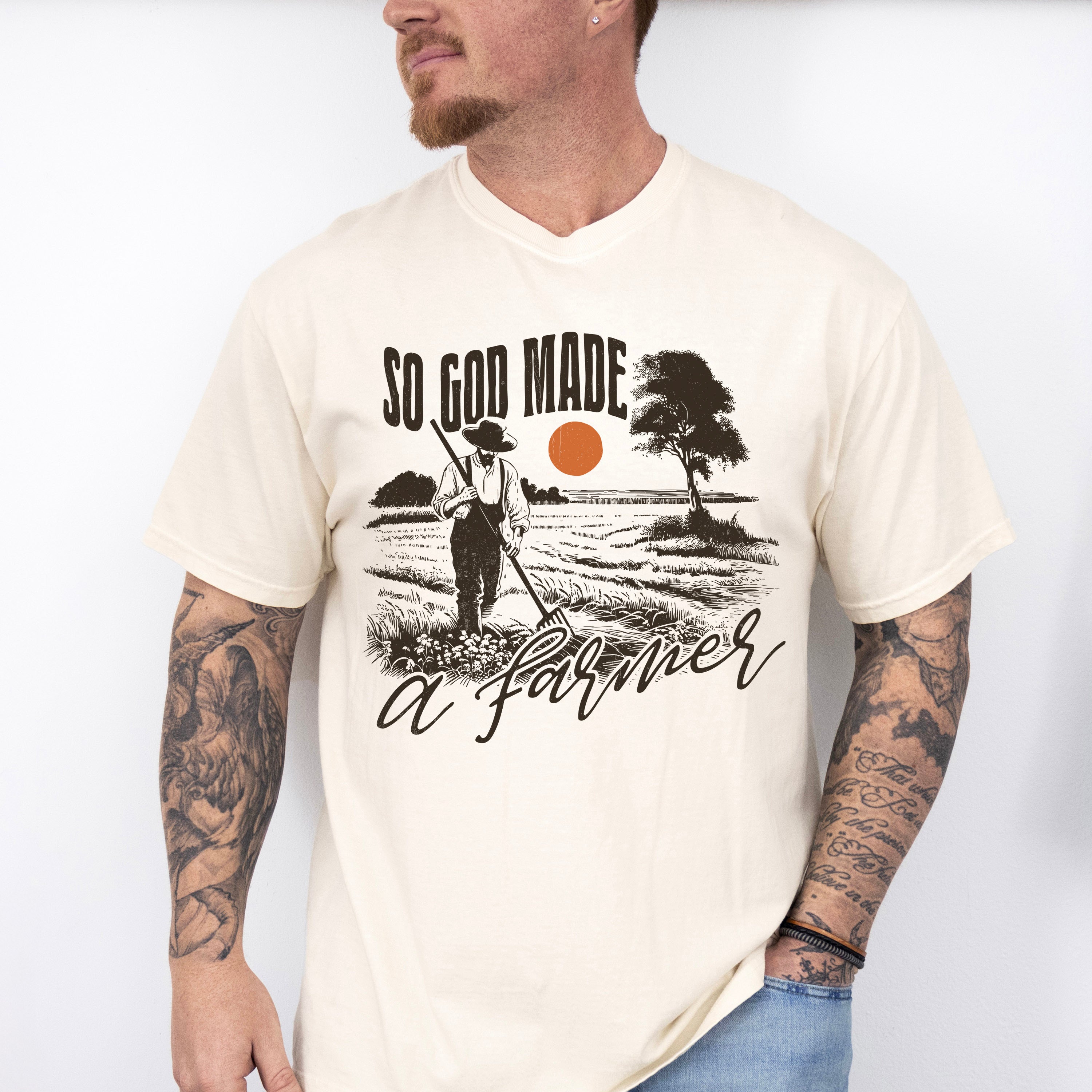 So God Made A Farmer Vintage - Farmer Unisex Crewneck T-Shirt Sweatshirt Hoodie