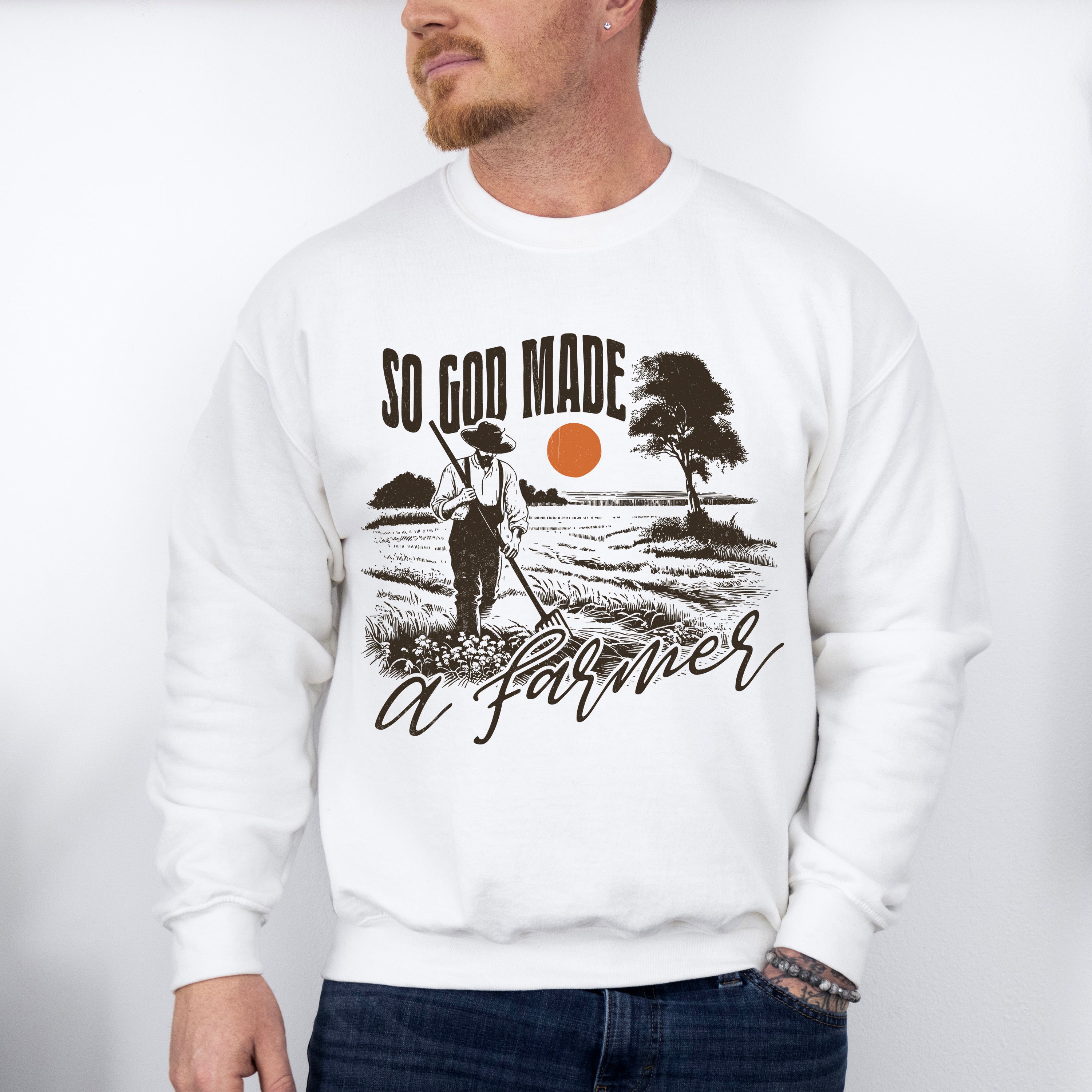 So God Made A Farmer Vintage - Farmer Unisex Crewneck T-Shirt Sweatshirt Hoodie