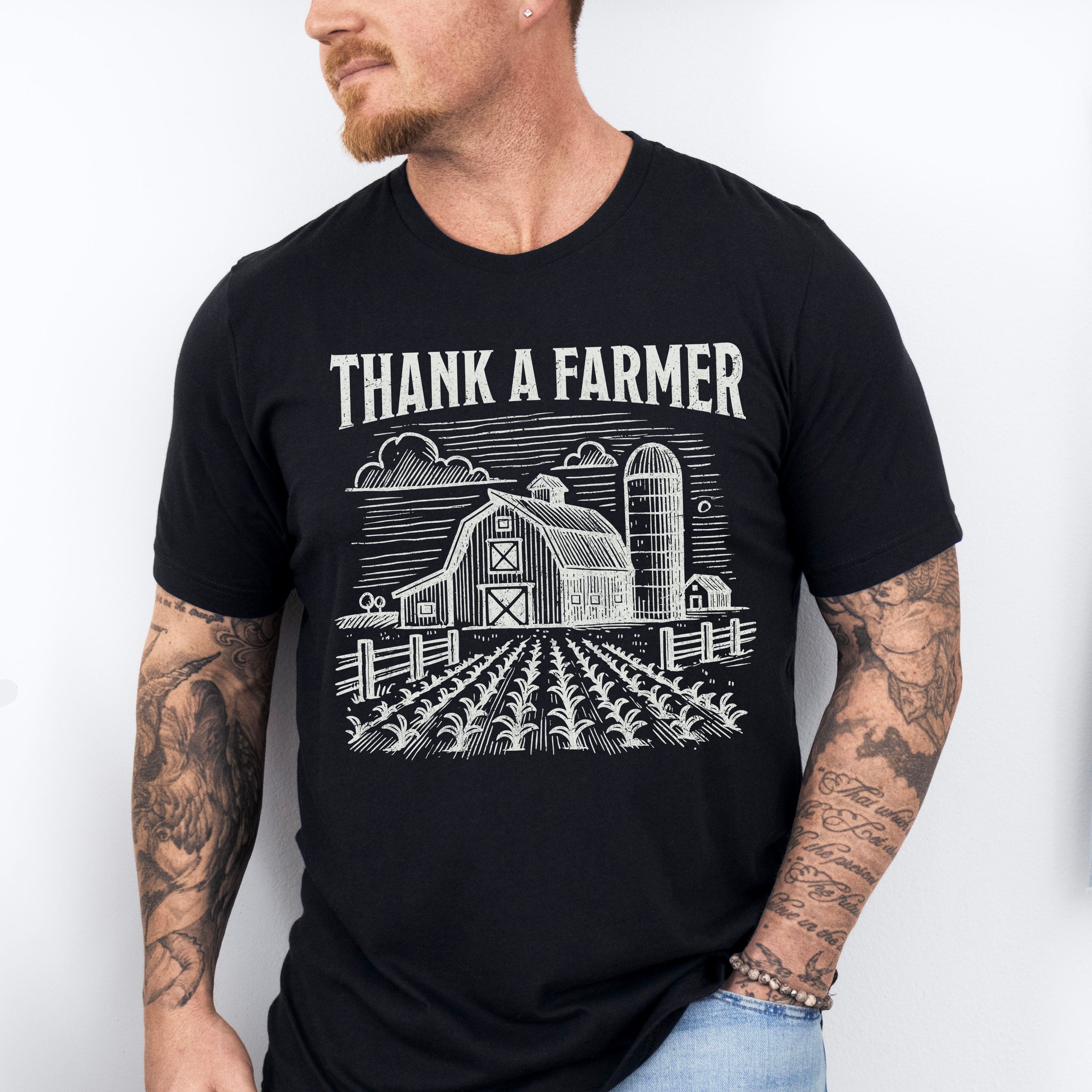 Thank A Farmer Vintage Design - Farmer Unisex Crewneck T-Shirt Sweatshirt Hoodie