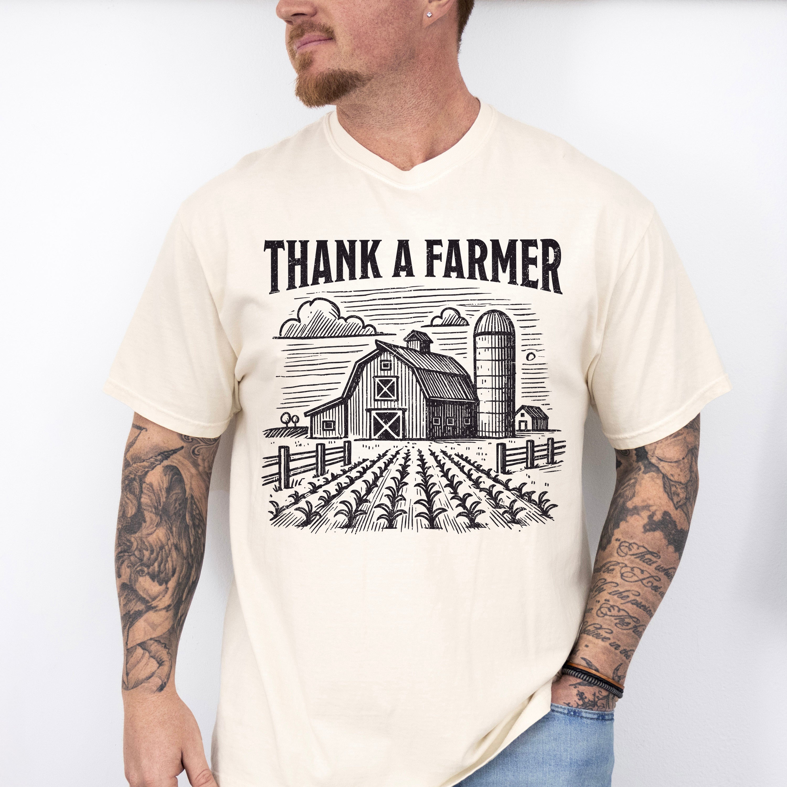 Thank A Farmer Vintage Design - Farmer Unisex Crewneck T-Shirt Sweatshirt Hoodie