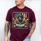 First In Last Out - Firefighter Unisex Crewneck T-Shirt Sweatshirt Hoodie