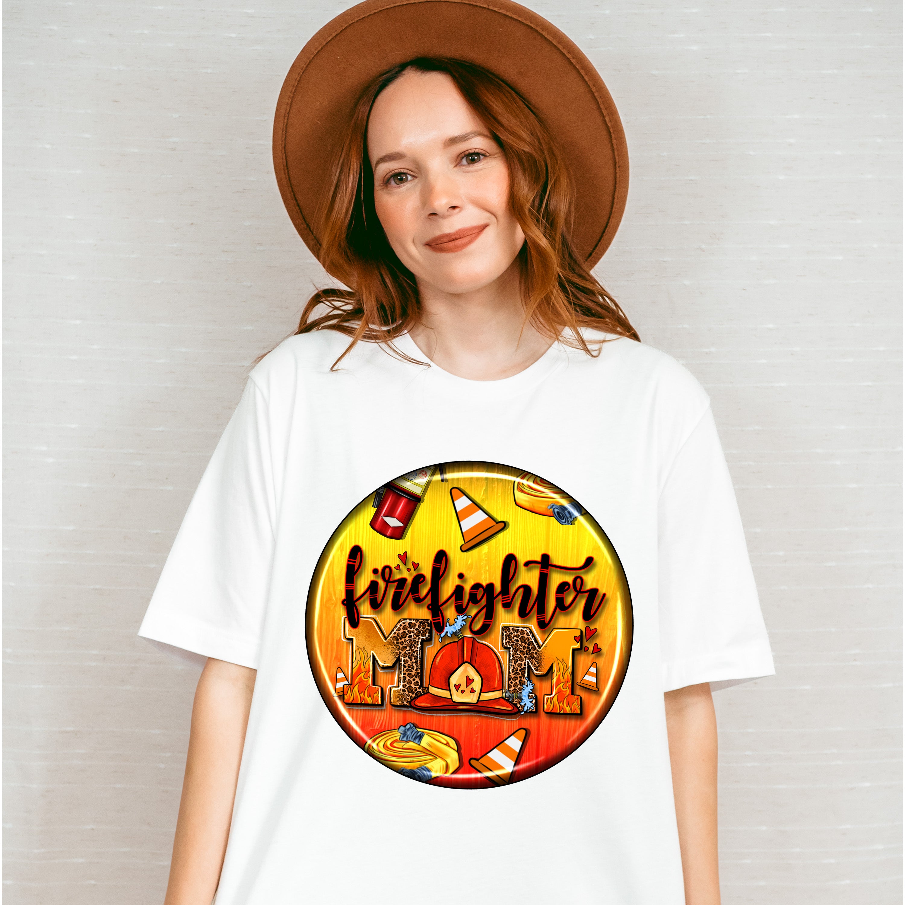 Firefighter Mom Circular Design - Firefighter Unisex Crewneck T-Shirt Sweatshirt Hoodie