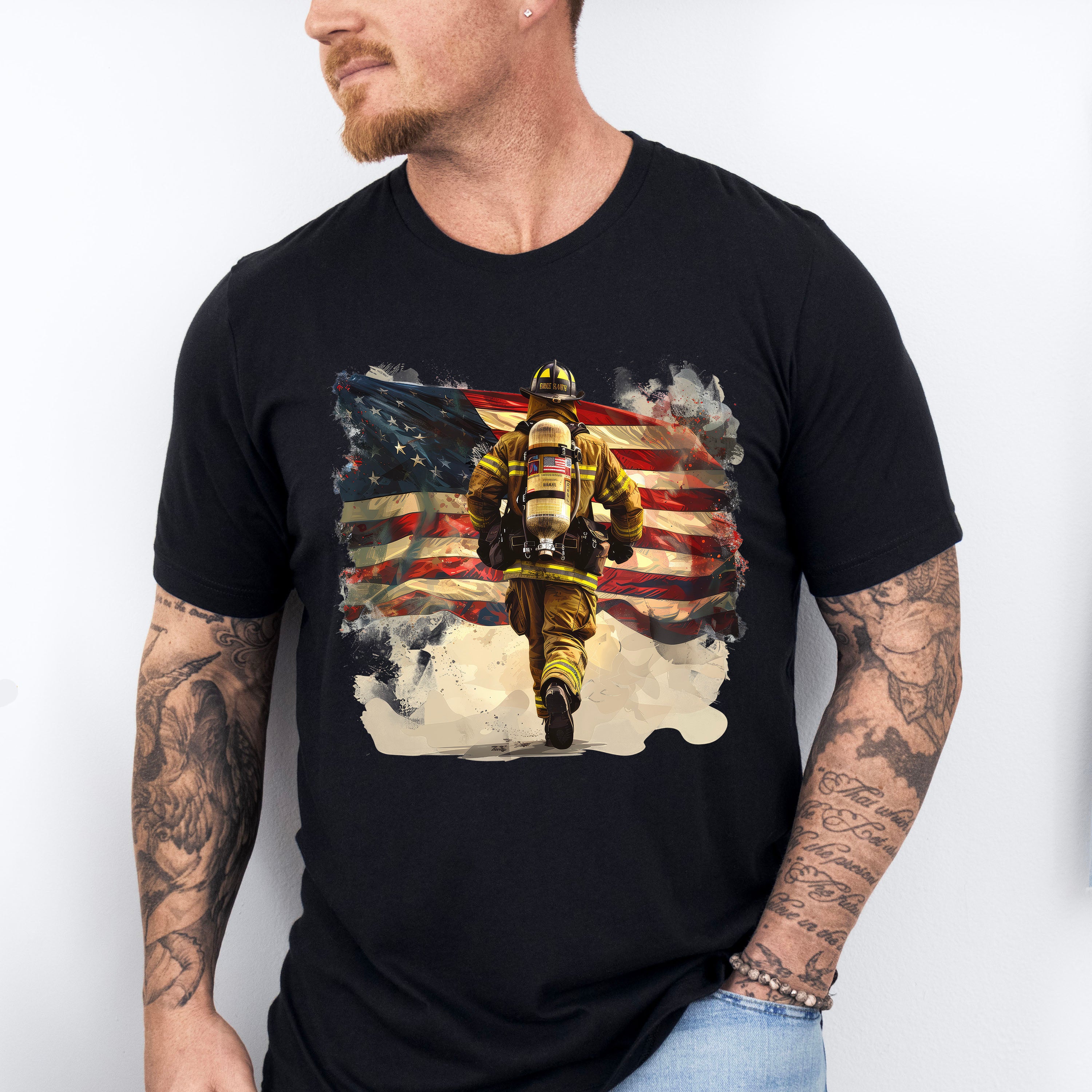Firefighter USA Flag Cool Design - Firefighter Unisex Crewneck T-Shirt Sweatshirt Hoodie