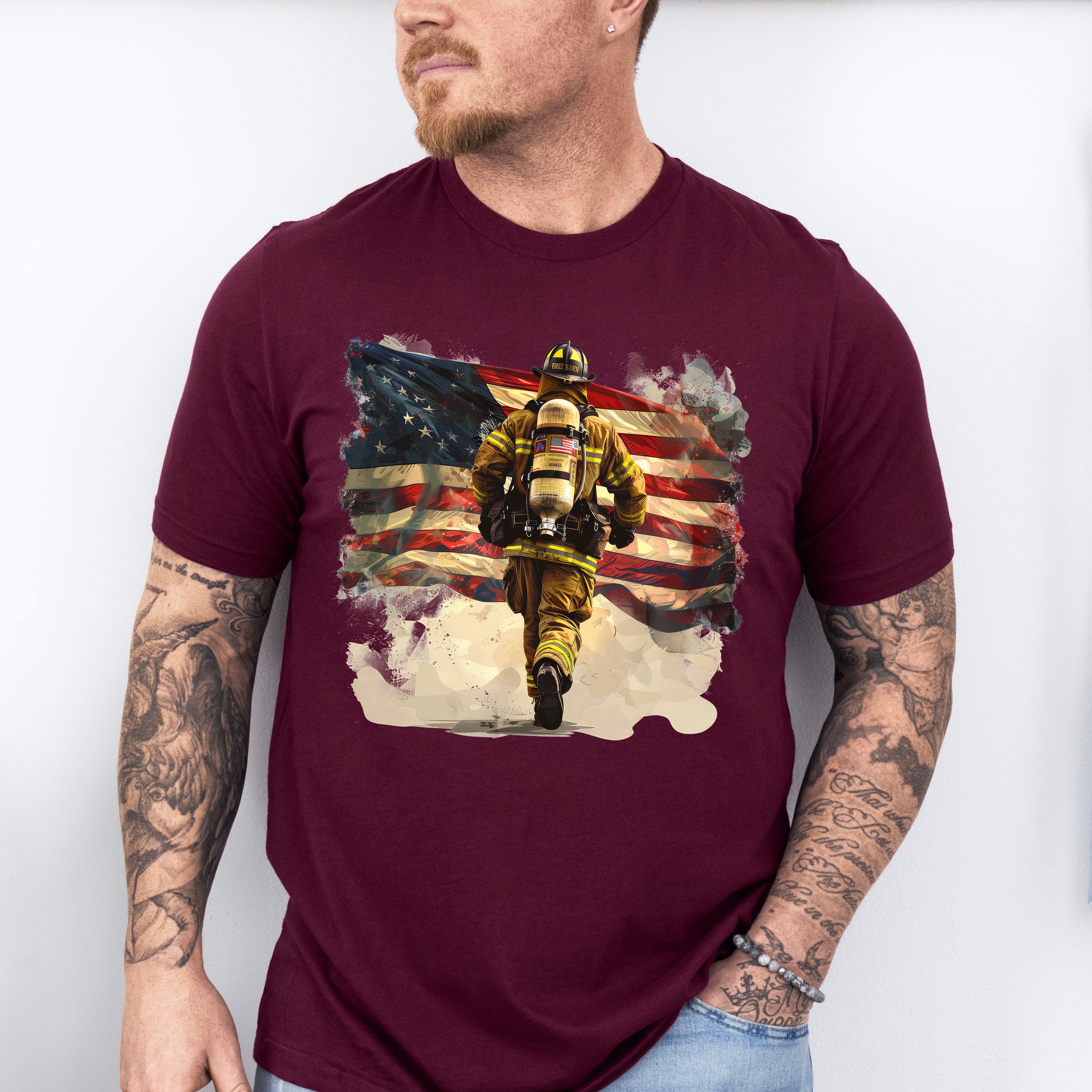 Firefighter USA Flag Cool Design - Firefighter Unisex Crewneck T-Shirt Sweatshirt Hoodie