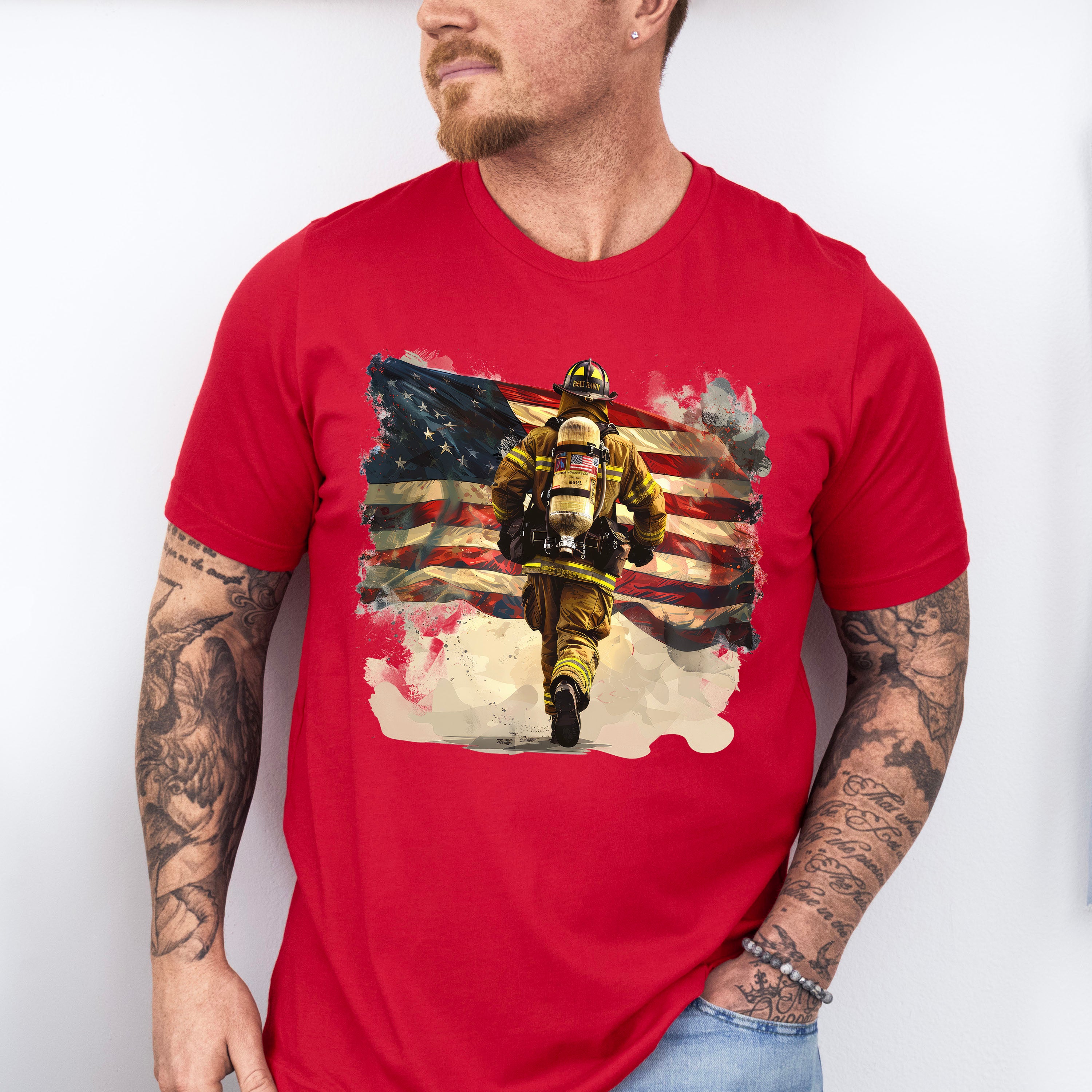 Firefighter USA Flag Cool Design - Firefighter Unisex Crewneck T-Shirt Sweatshirt Hoodie