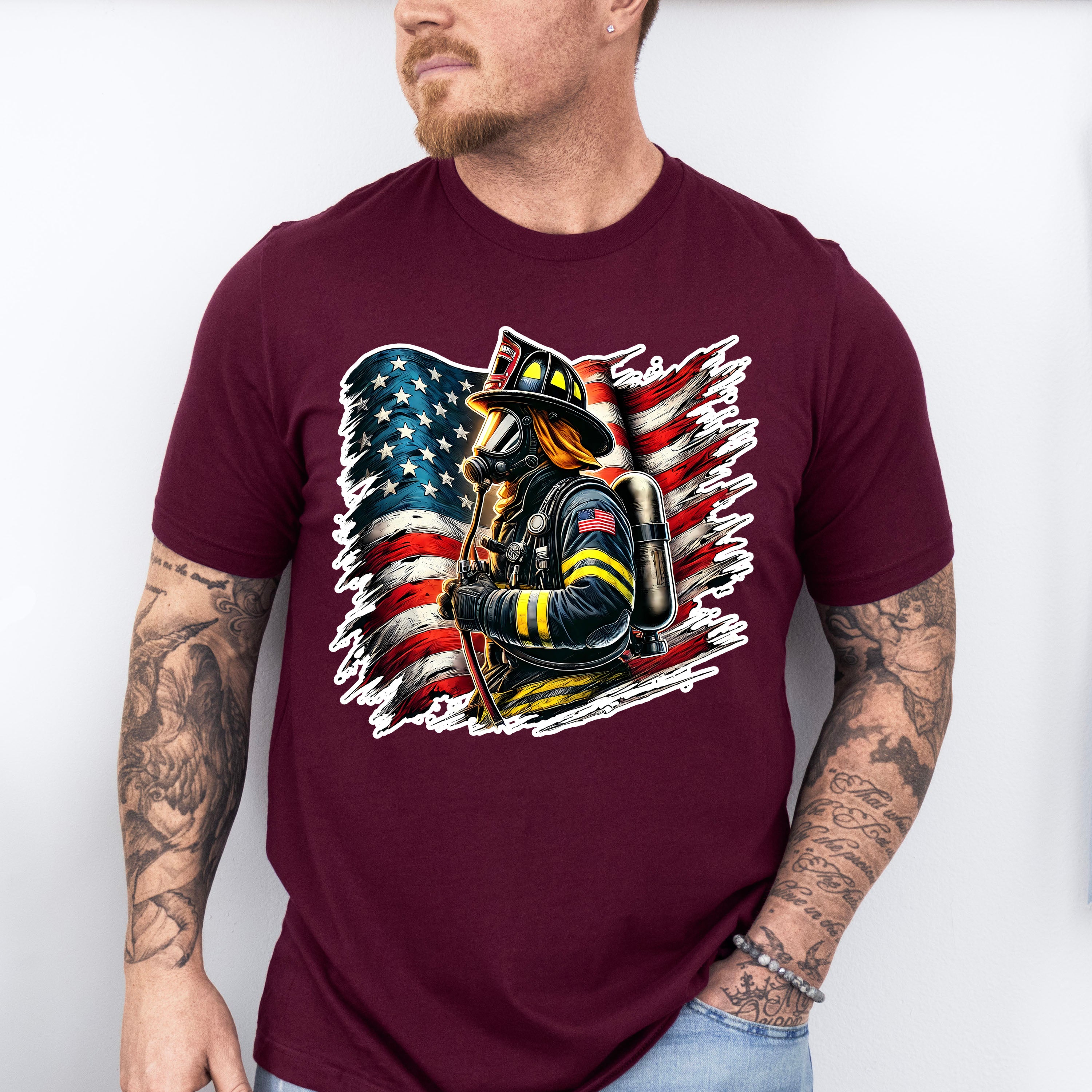 USA Flag Firefighter - Firefighter Unisex Crewneck T-Shirt Sweatshirt Hoodie