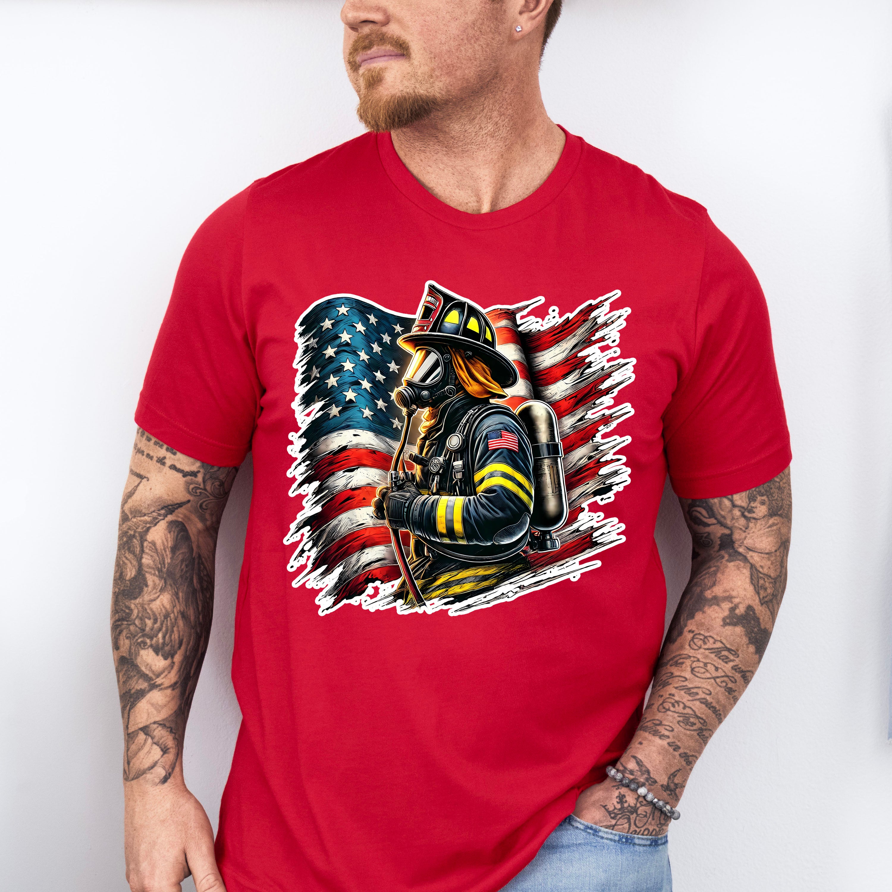 USA Flag Firefighter - Firefighter Unisex Crewneck T-Shirt Sweatshirt Hoodie