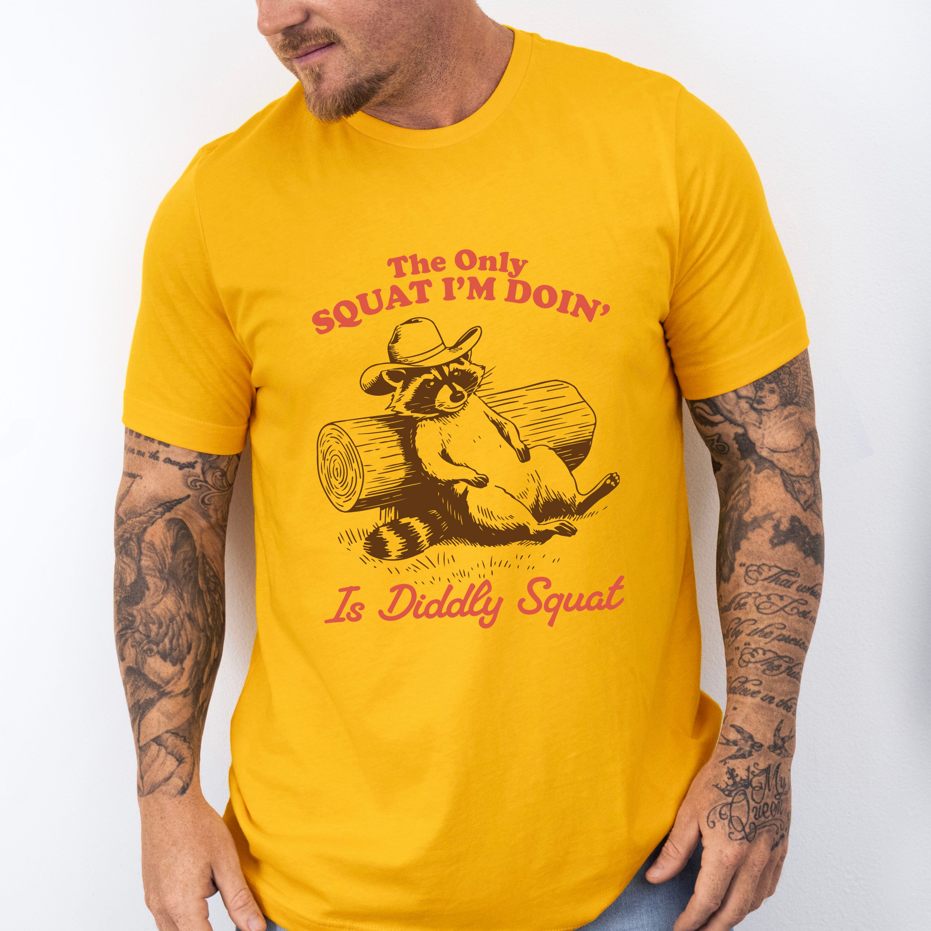 Diddly Squat Raccoon Design - Funny Unisex Crewneck T-Shirt Sweatshirt Hoodie