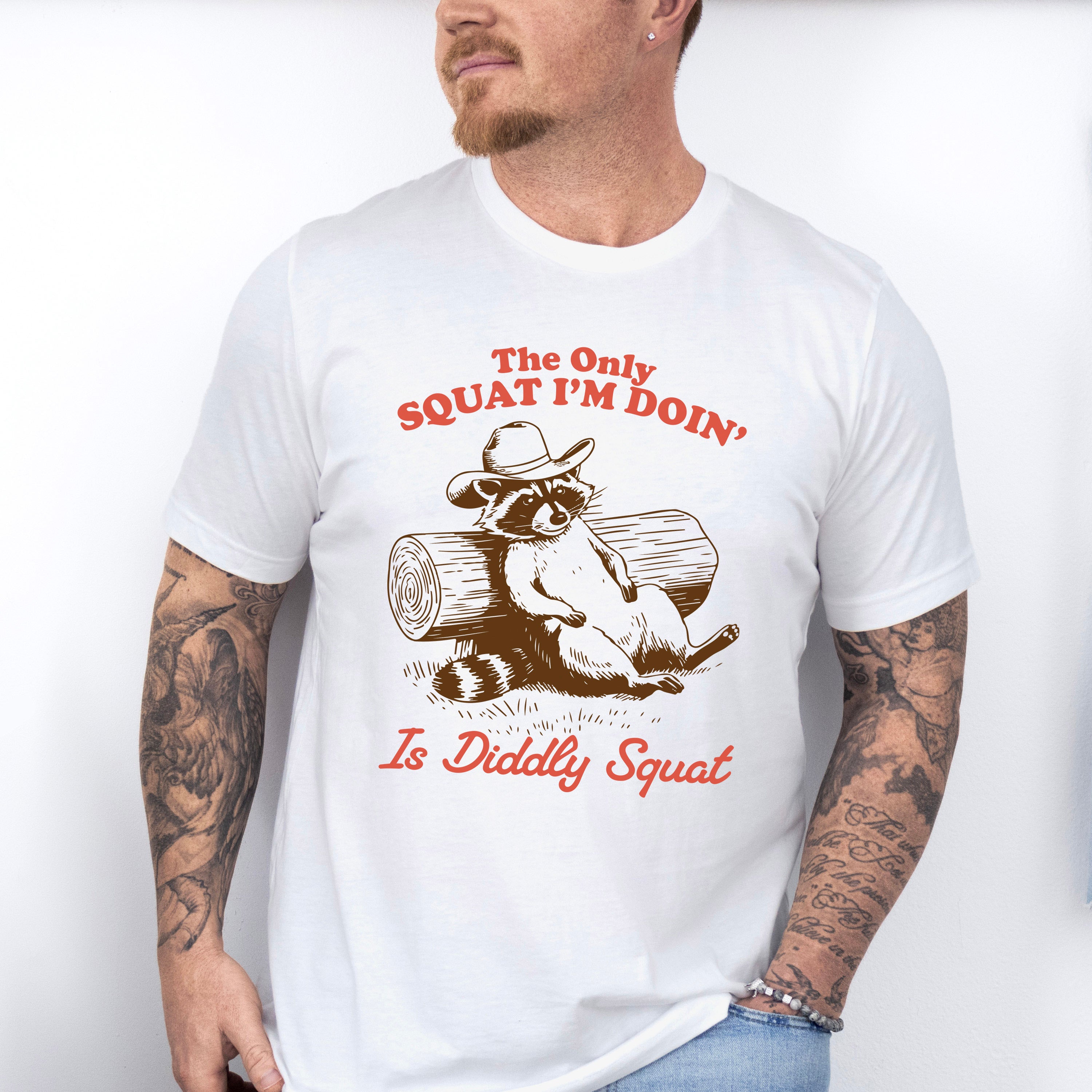 Diddly Squat Raccoon Design - Funny Unisex Crewneck T-Shirt Sweatshirt Hoodie