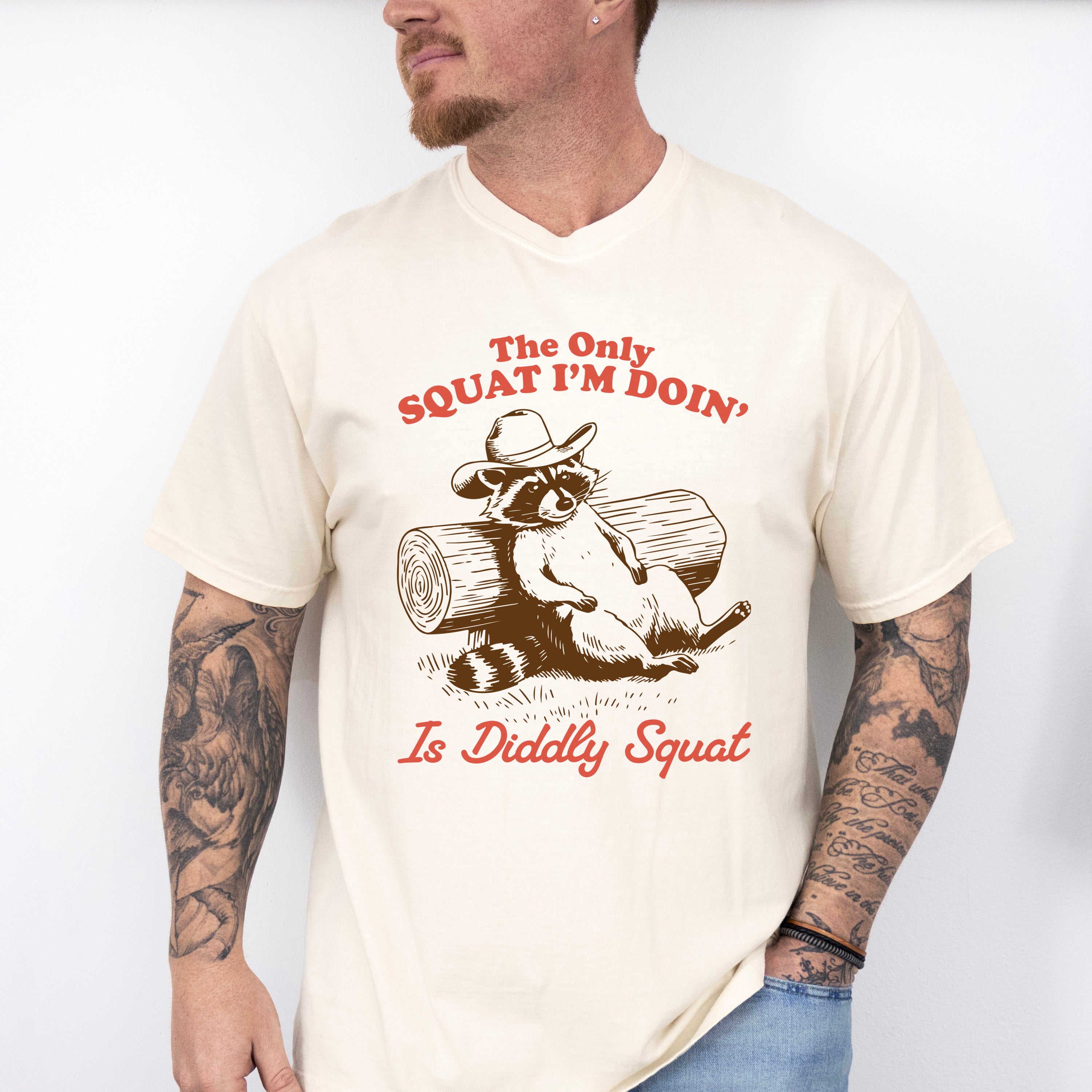 Diddly Squat Raccoon Design - Funny Unisex Crewneck T-Shirt Sweatshirt Hoodie