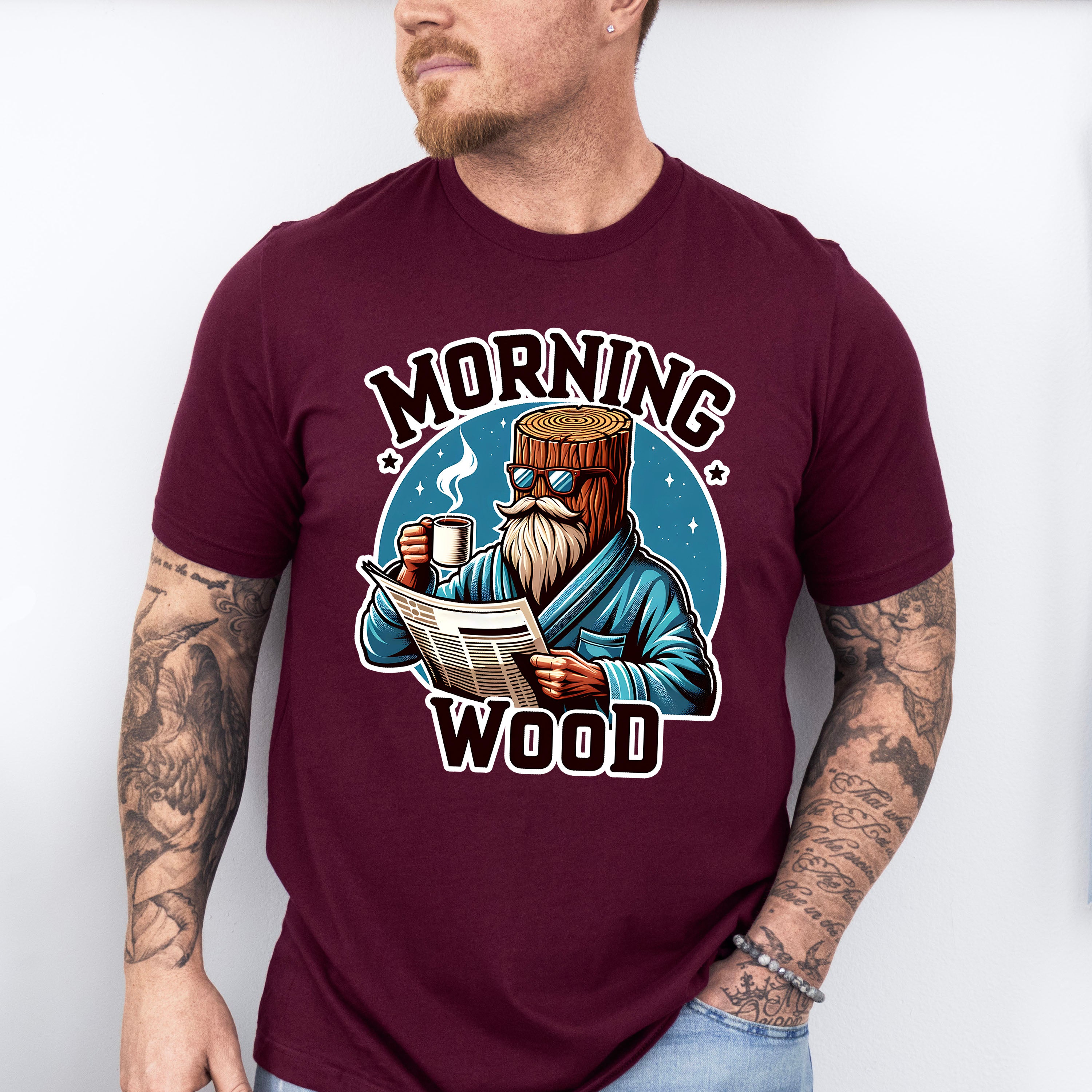 Morning Wood Blue Design - Funny Unisex Crewneck T-Shirt Sweatshirt Hoodie