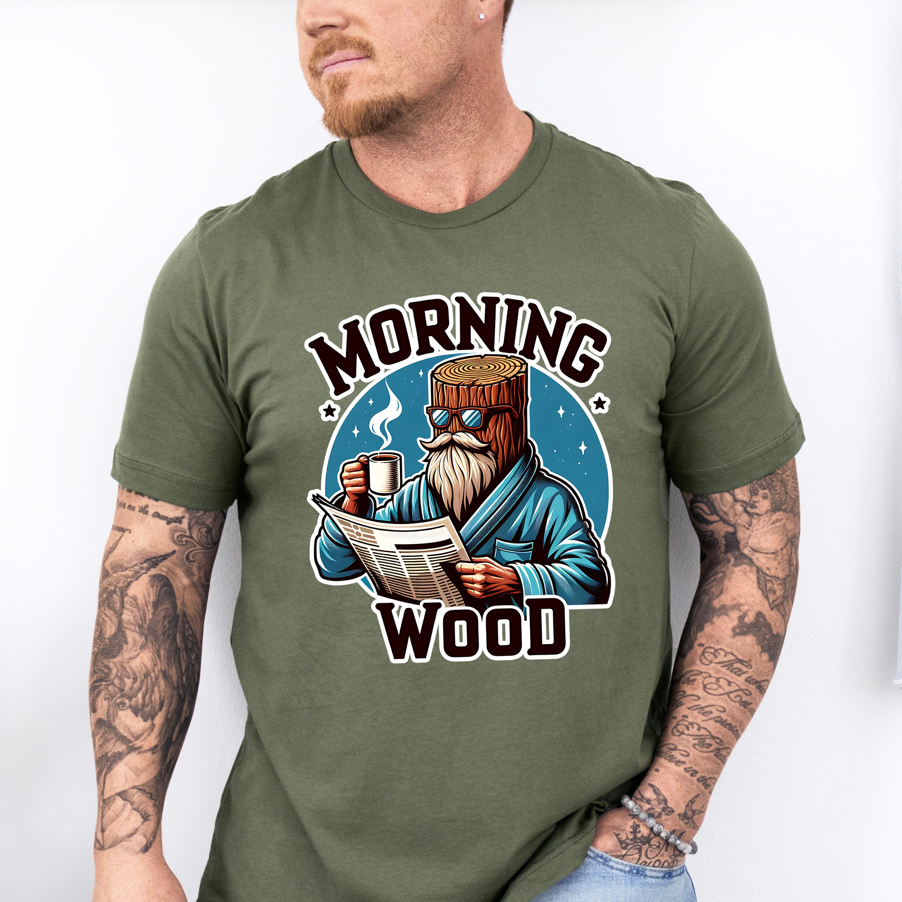 Morning Wood Blue Design - Funny Unisex Crewneck T-Shirt Sweatshirt Hoodie